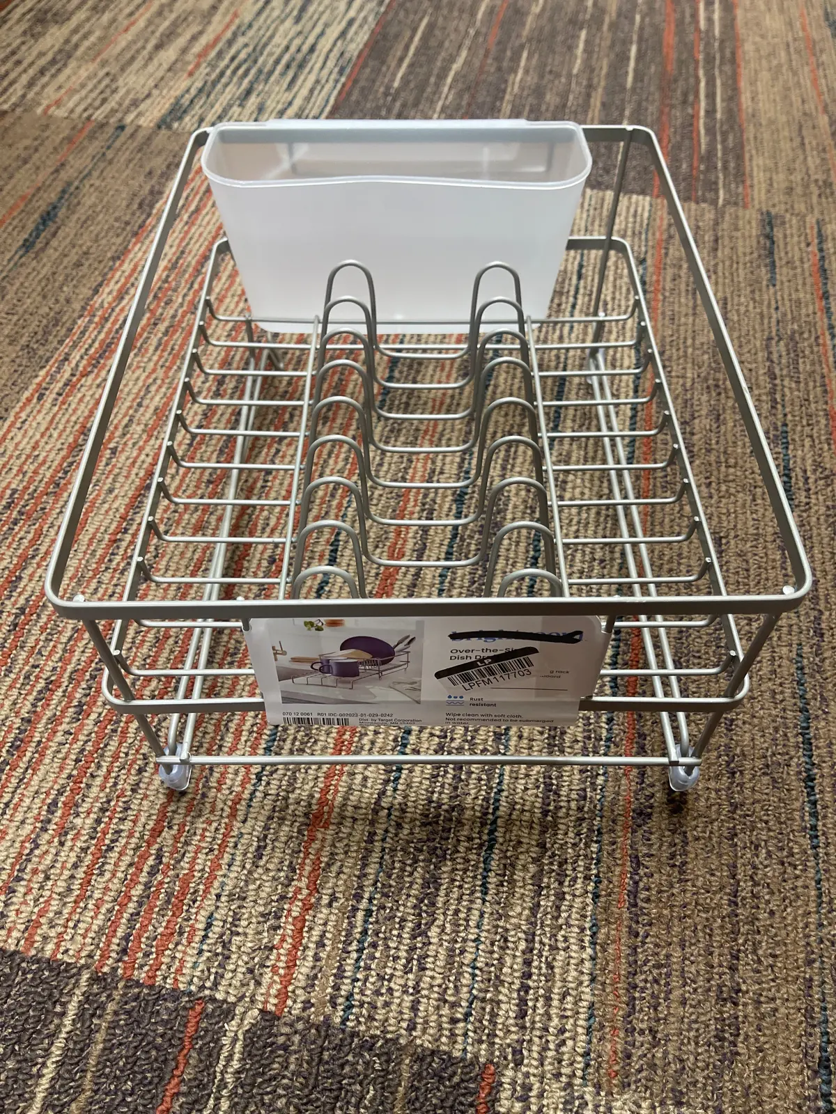 Space Saver Steel Dish Rack With Utensil Tray Matte Nickel 1