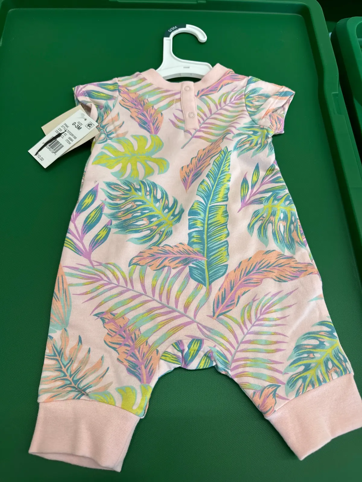 Kids Pink Onesie W/Leafs 1