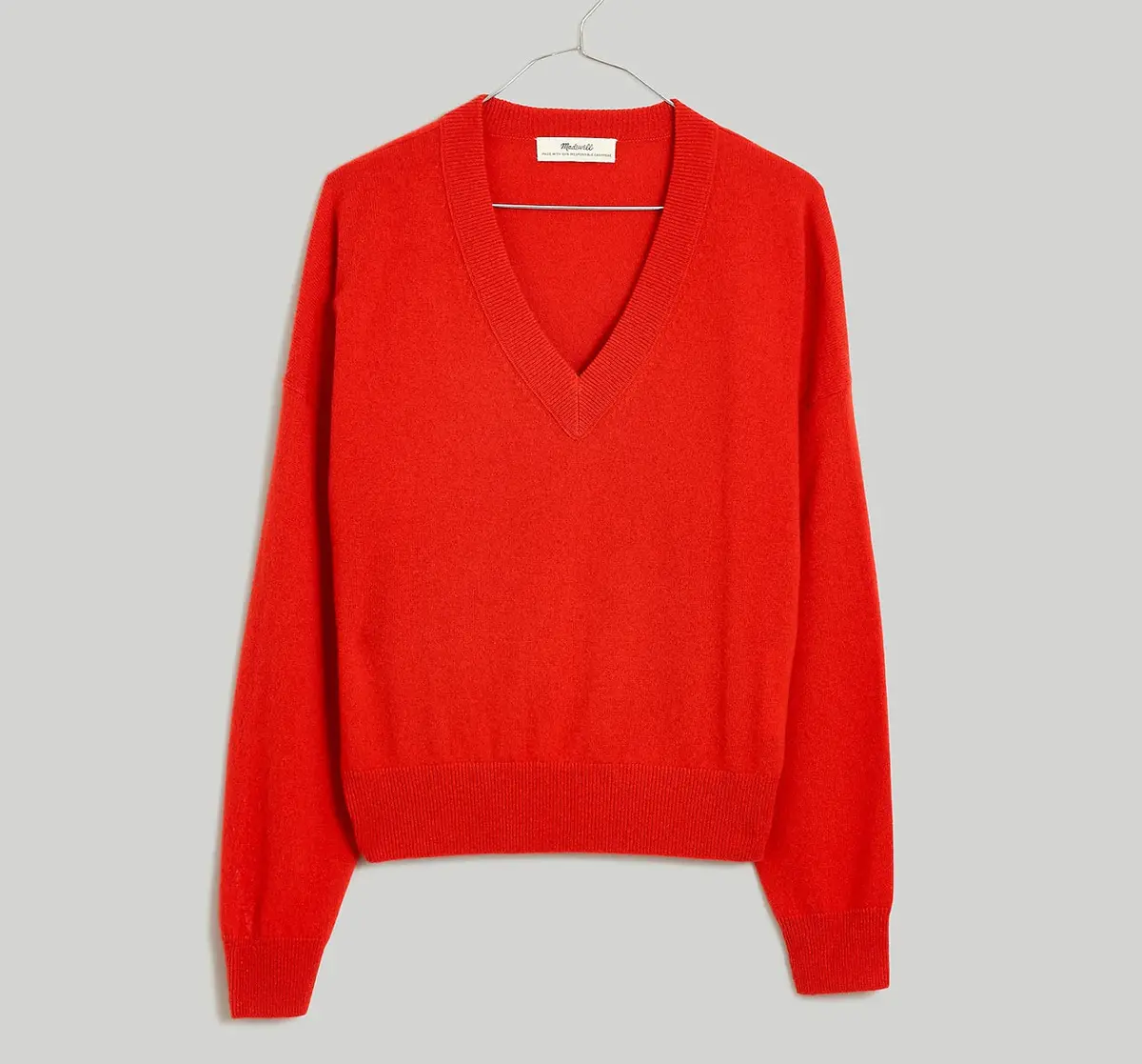 Madewell Responsible Cashmere V-Neck Red Sweater Size:Extra Large ￼ 1