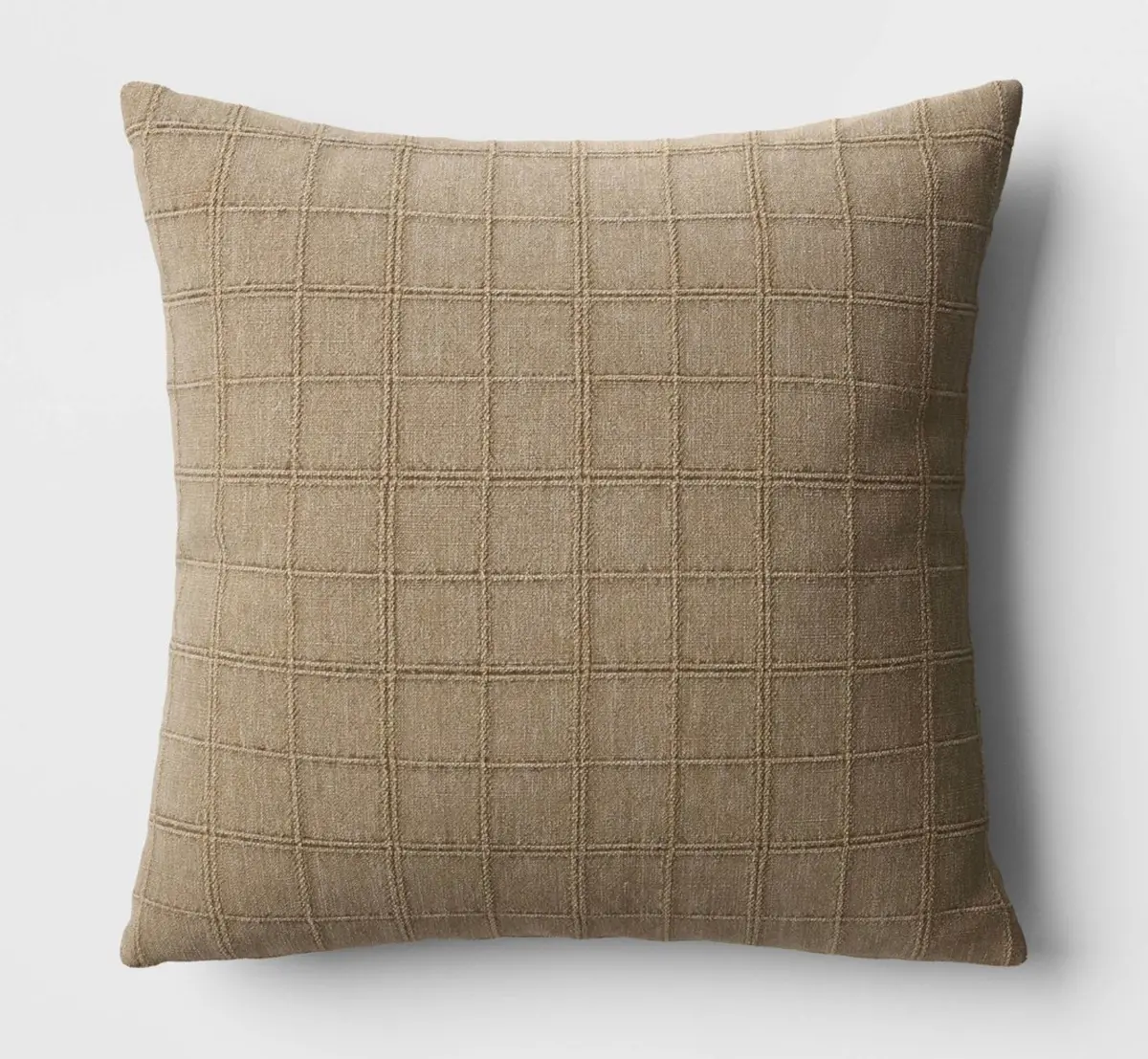 Oversized Woven Washed Windowpane Square Throw Pillow - Green 1