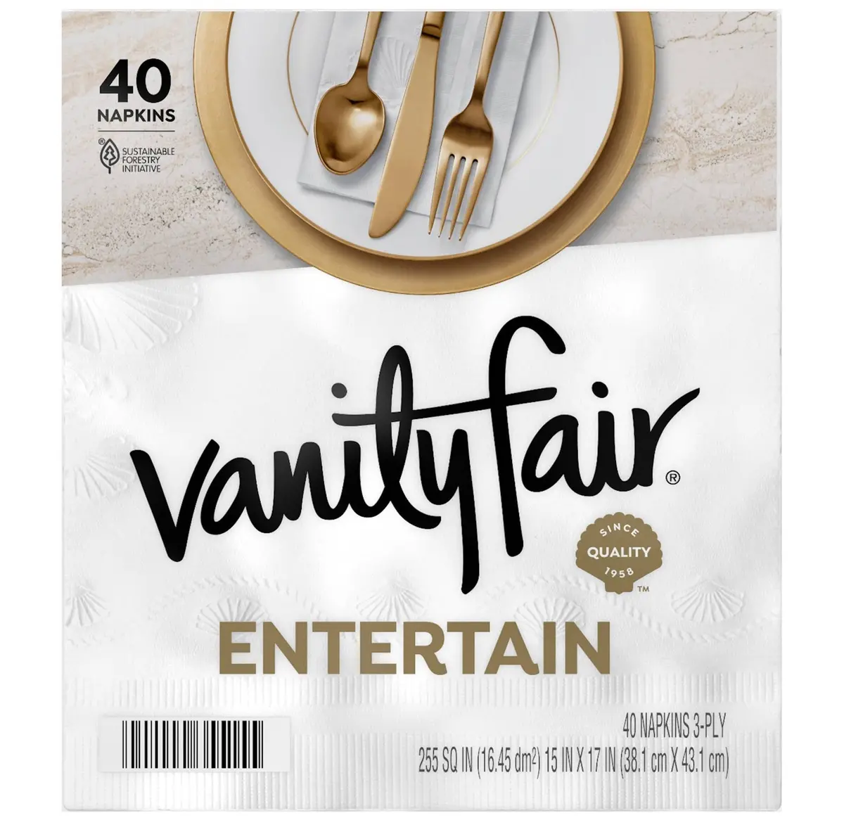 Vanity Fair Entertain 3-Ply Napkins - 40Ct 1