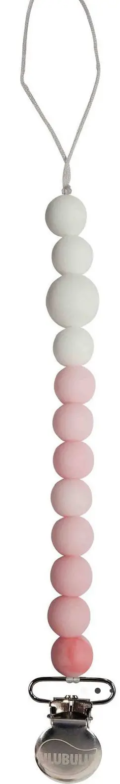 Ulubulu Silicone Teether & Pacifier Clip - Marble Pink And White 1