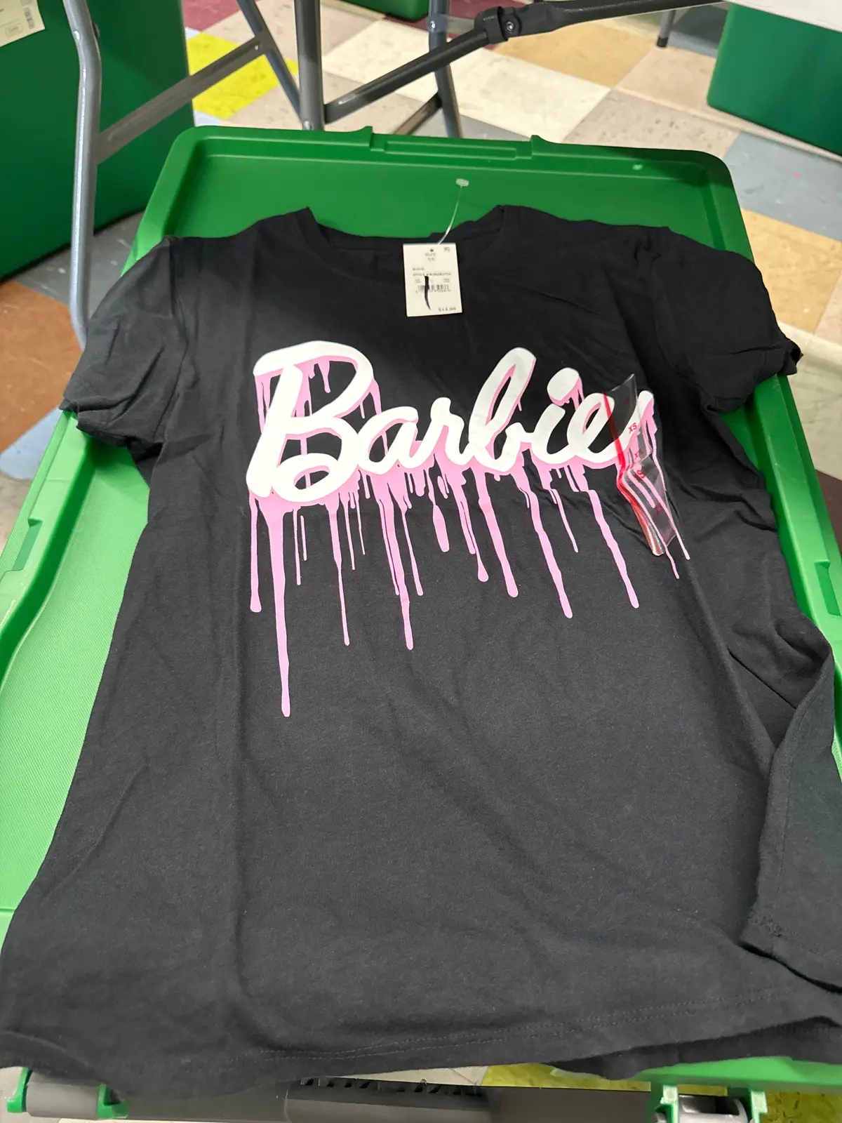 Ladies Black/White/Pink Barbie Short Sleeve Shirt-Xs 1
