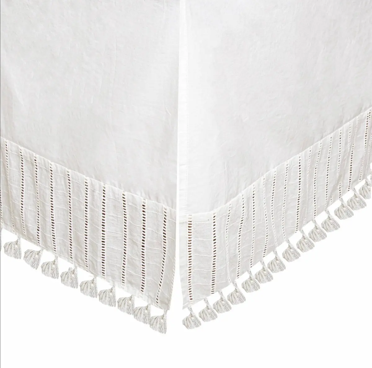 Crane Baby Cotton Tassel Boho Crib Skirt - Off-White 1