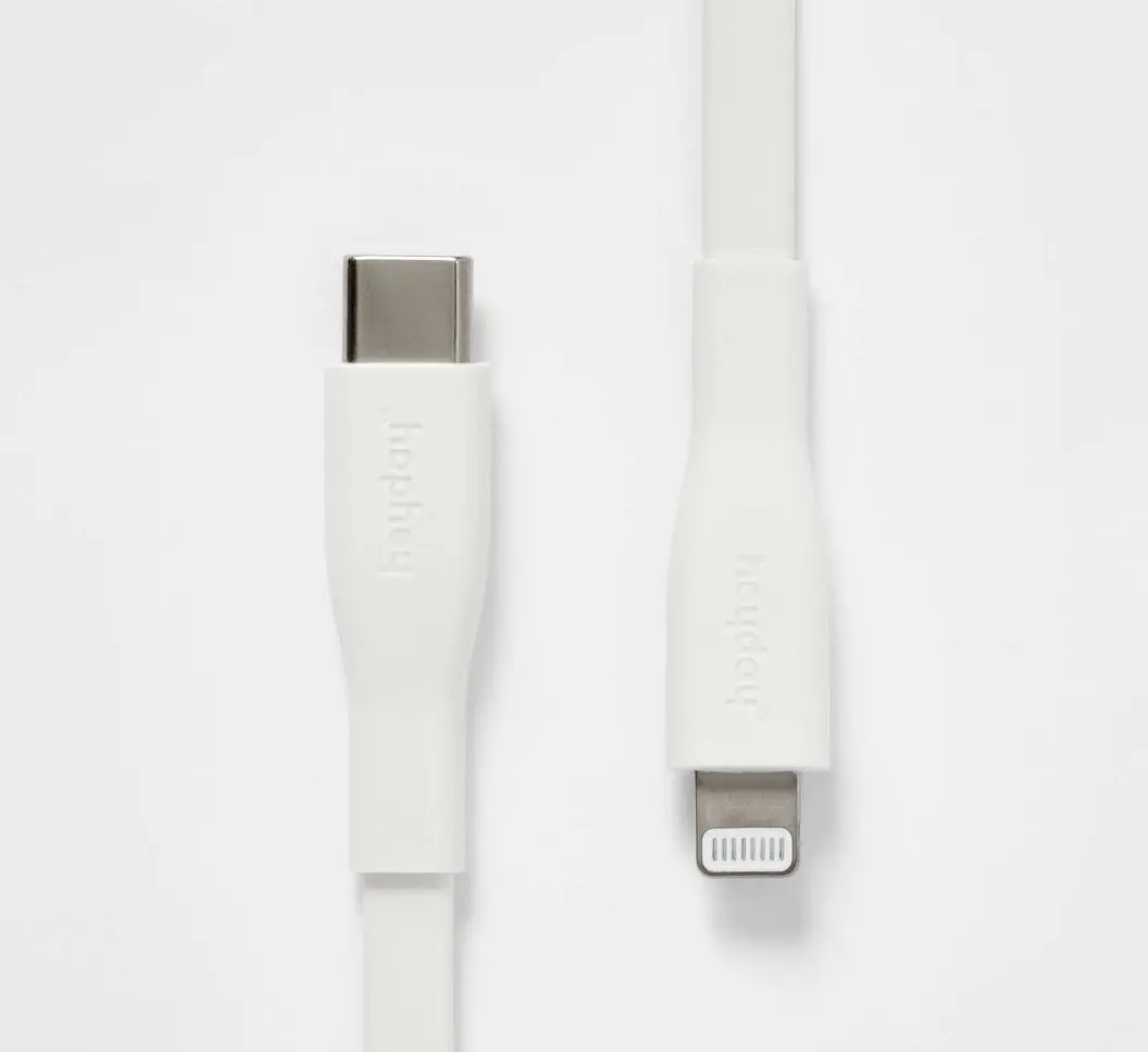 3’ Lightning To Usb-C Flat Cable - Ivory White 1