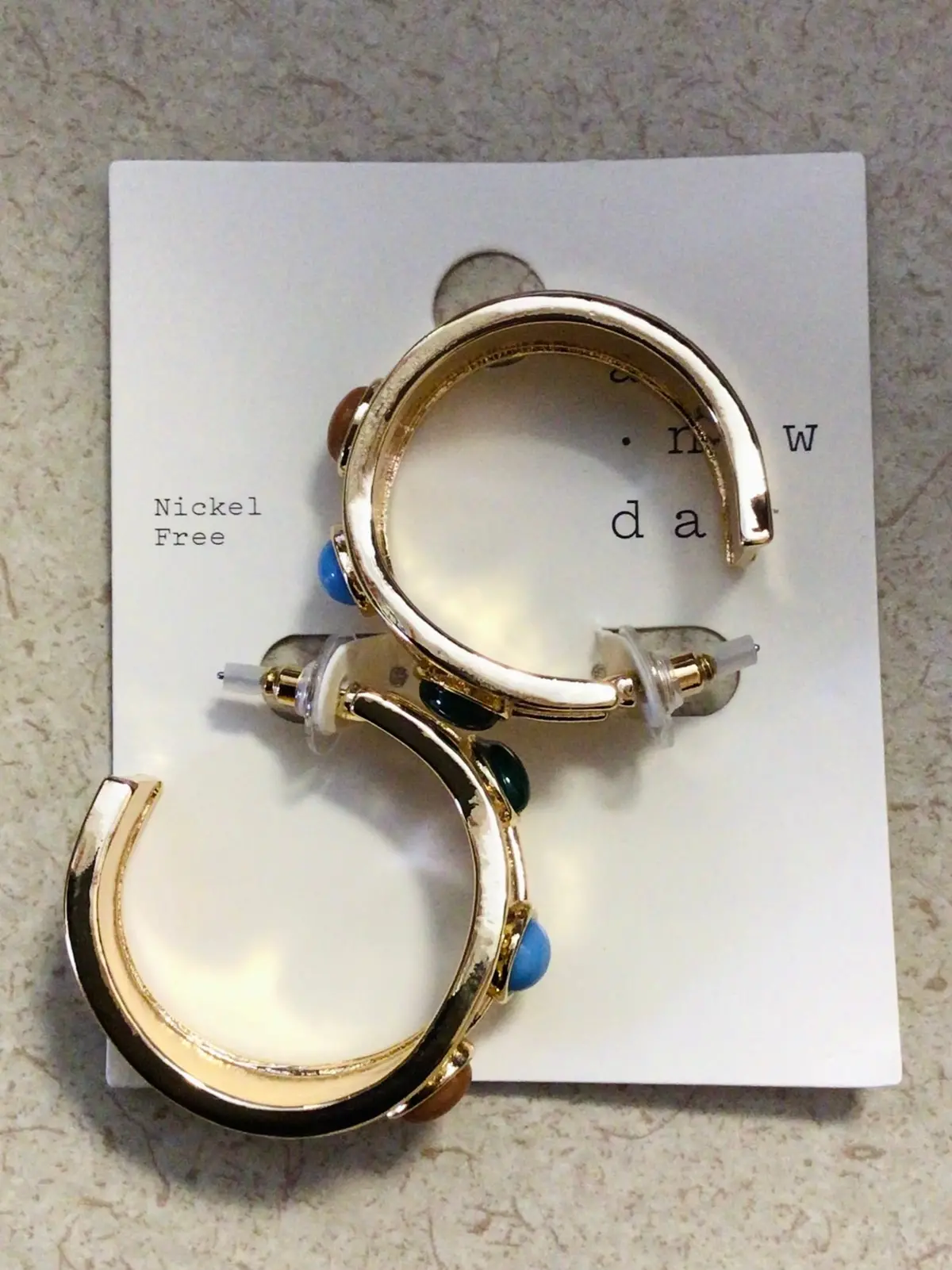 Gem Color Hoop Earrings 1