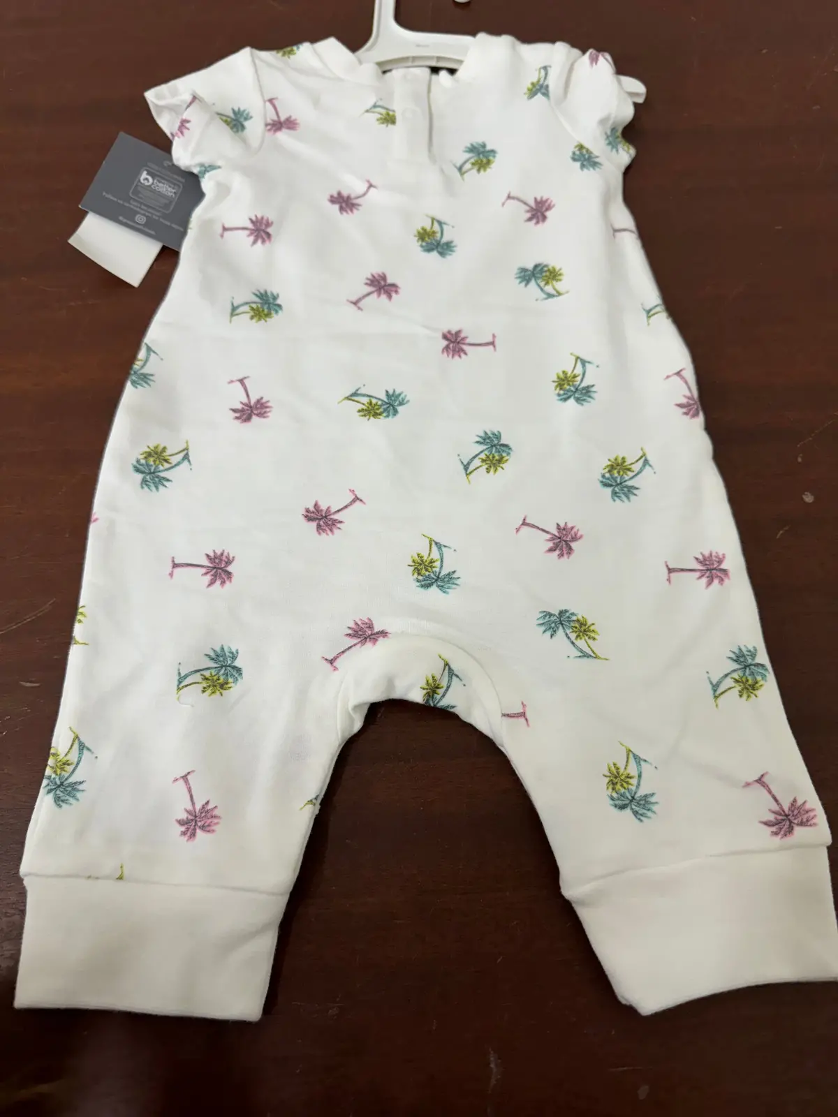 Kids White Tropical Trees Onesie 3/6M 1