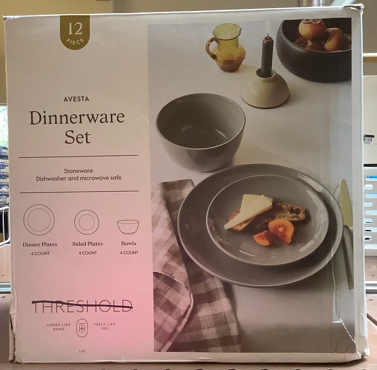 12Pc Stoneware Avesta Dinnerware Set Gray 1
