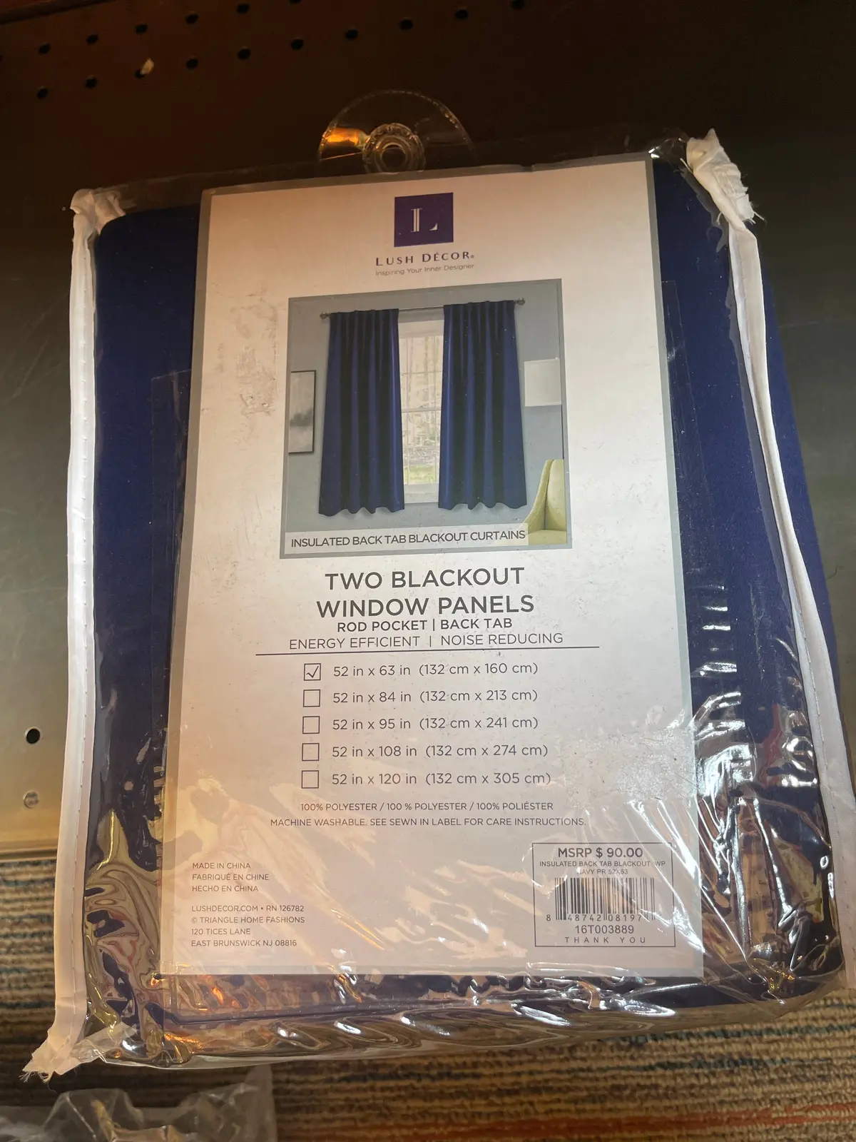 63"X52" Insulated Back Tab Blackout Window
Curtain Panels Navy 1