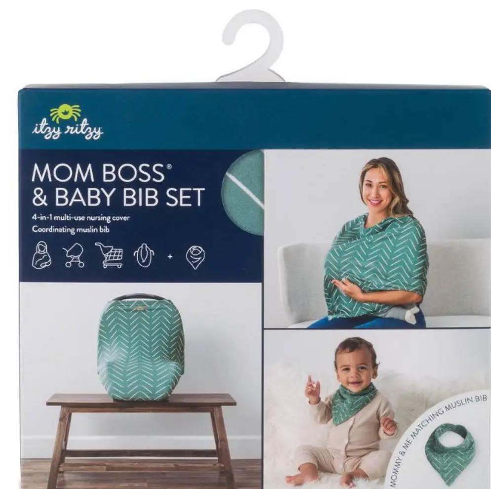 Itzy Ritzy Muslin Mom Boss 4-In-1 Nursing
Cover - Sage 1