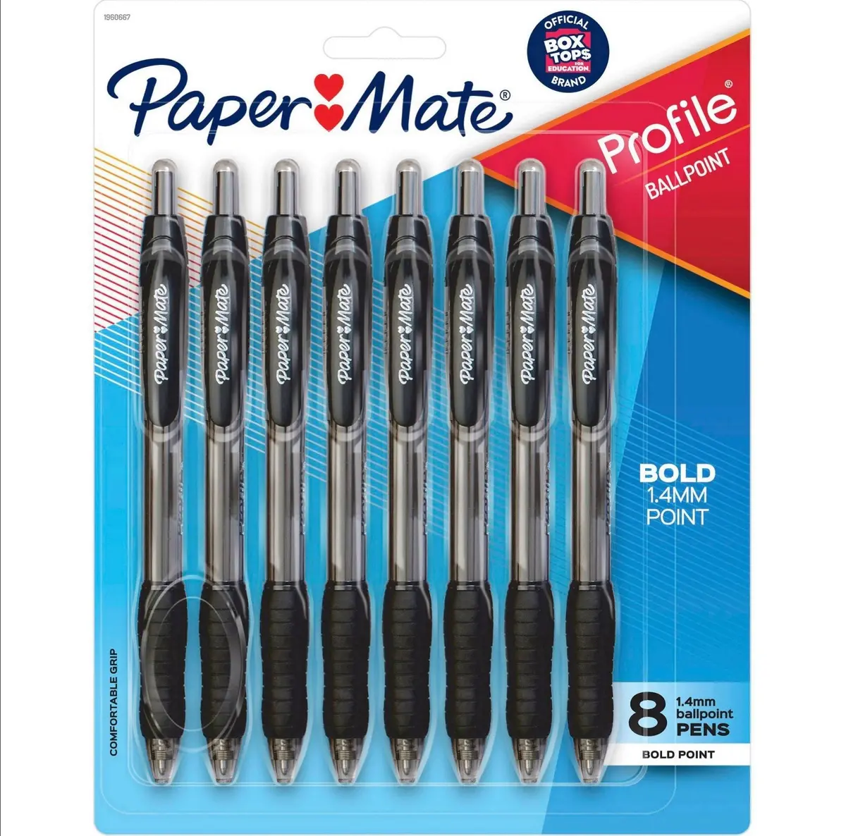 Paper Mate Profile 8Pk Ballpoint Pens 1.4Mm Bold Tip Black 1