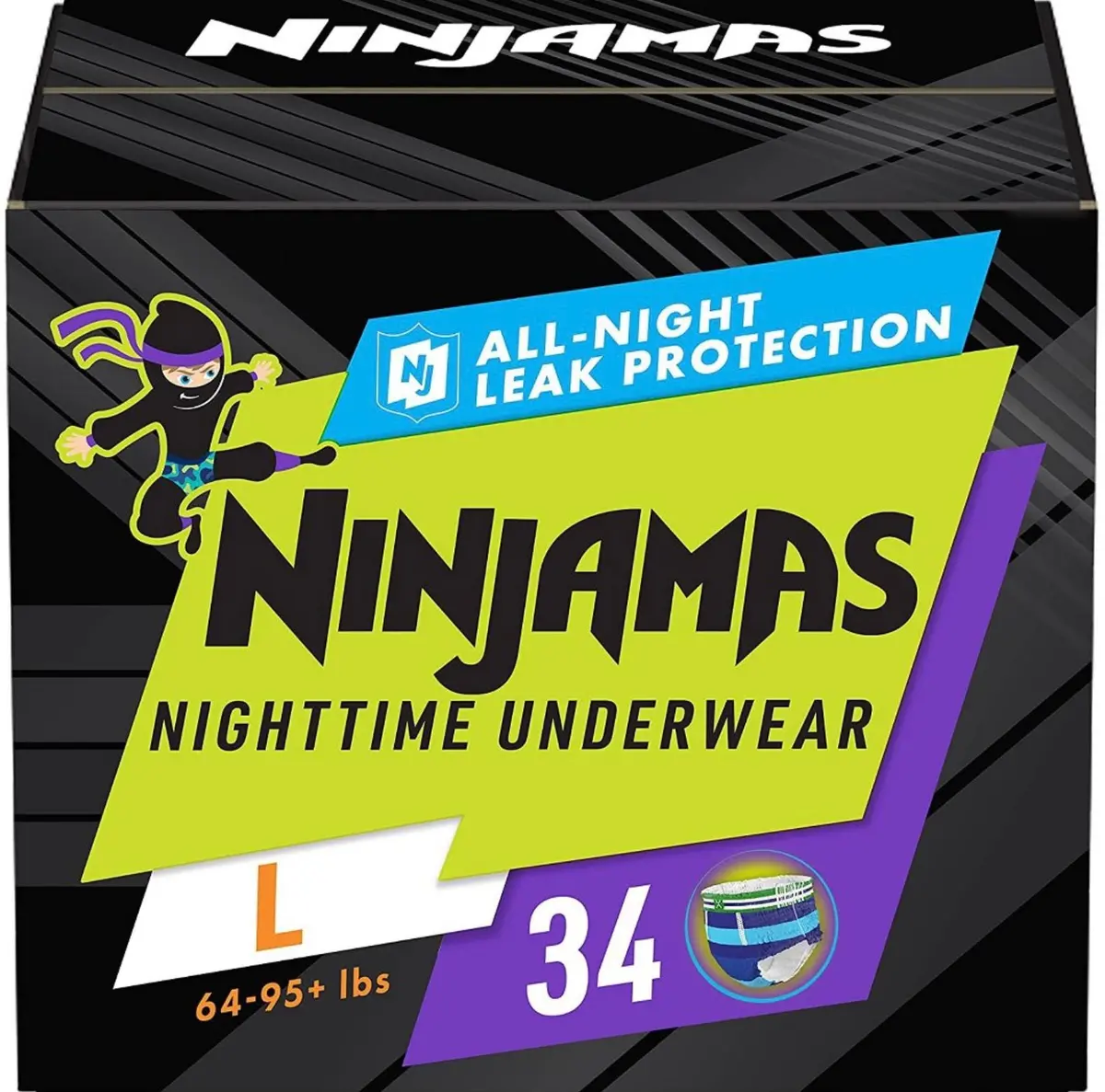 Pampers Ninjamas Nightmare Bed Wetting Underwear - Size L/Xl - 34Ct 1