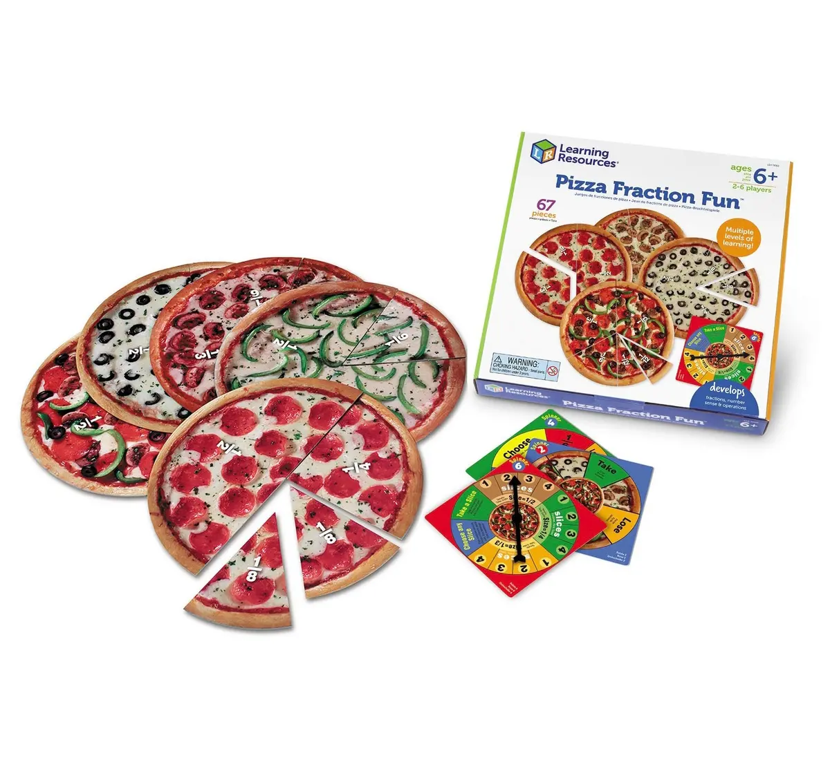 Learning Resources Pizza Fraction Fun Game - 13 Fraction Pizzas - 16 Piece Game 1