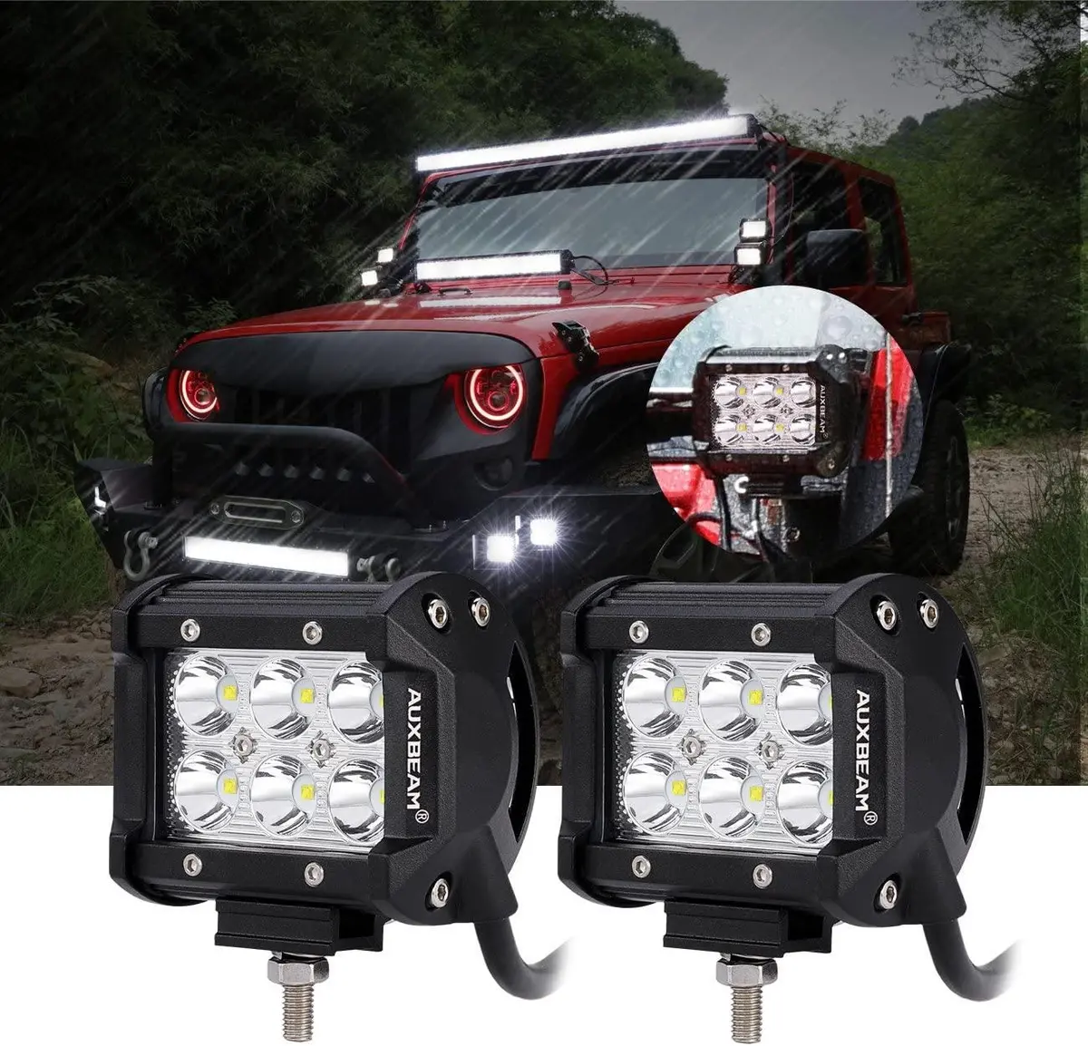4 Inch Classic-Sm Series Dual Row Led Pods White Flood Beam With Wiring Harness For Suv Atv Utv Trucks Pickup Boat 1