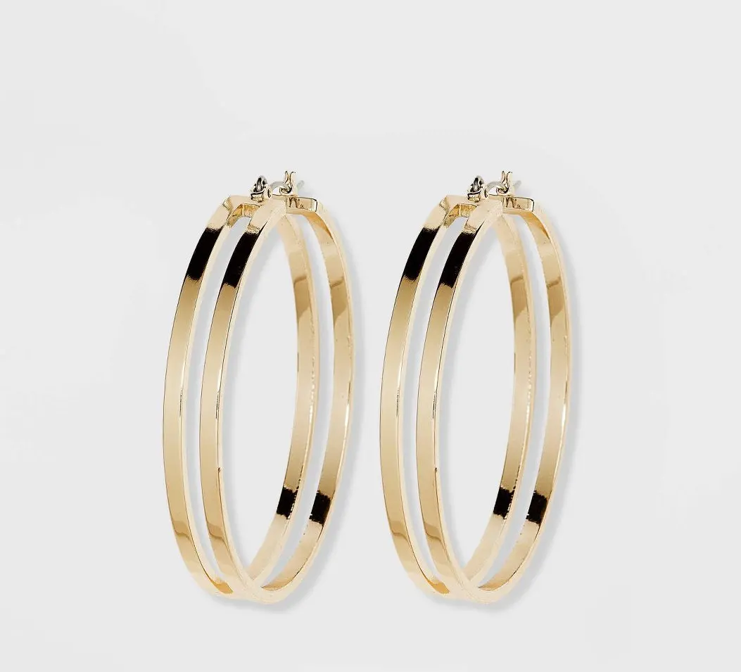 Open Flat Hoop Earrings - Gold 1