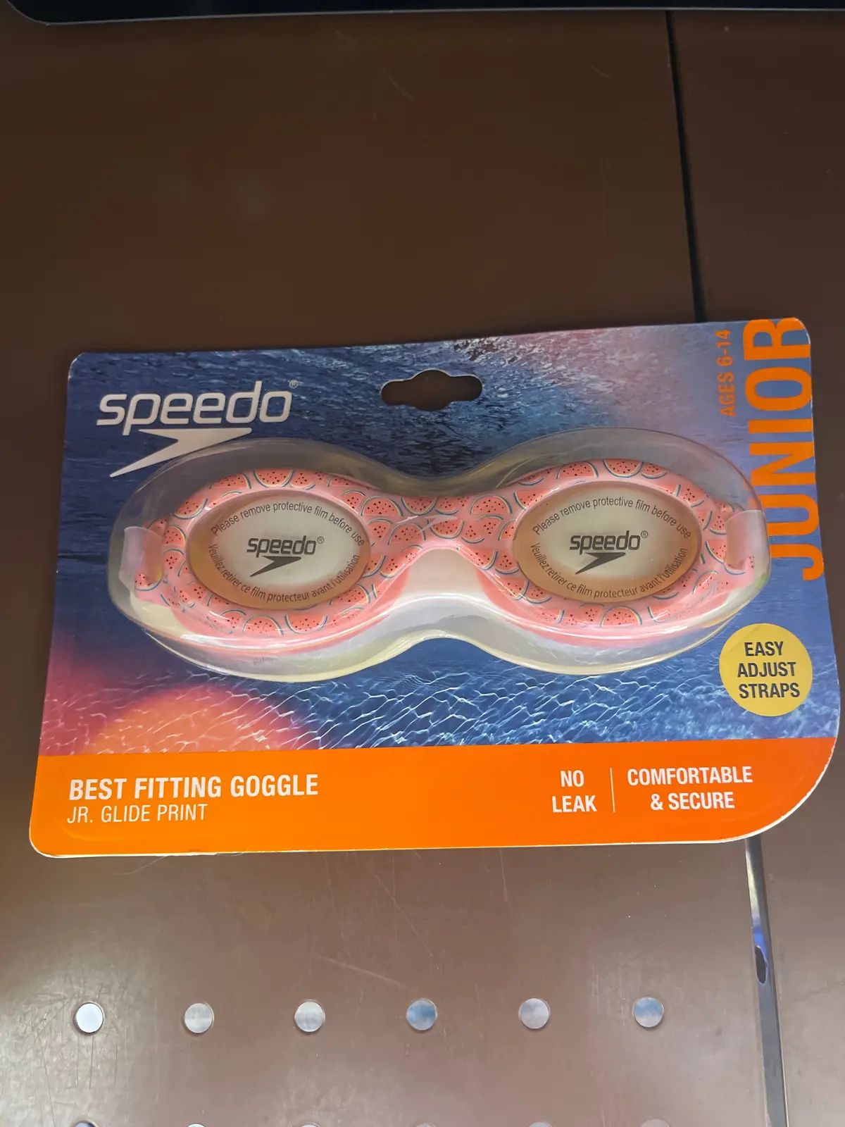 Speedo Junior Glide Print Swim Goggles - Yellow/Pink Watermelon 1