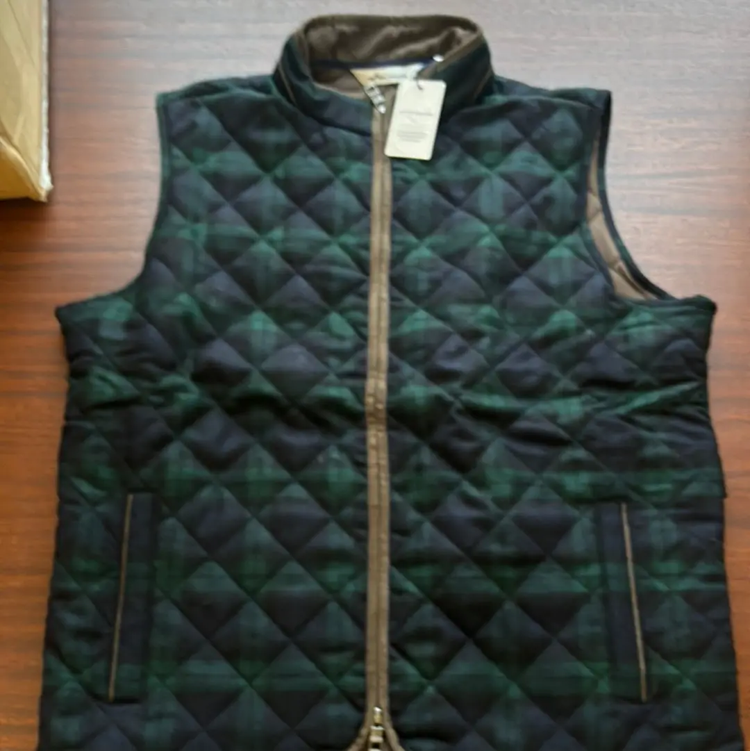 Peter Millar Men’S Green Plaid Vest - Large 1