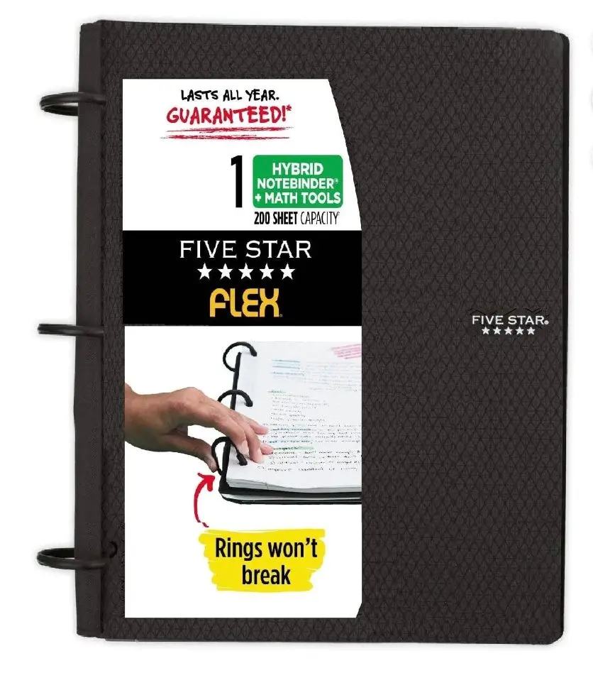Five Star 1” Note-Binder Flex Quad Rule - Black 1