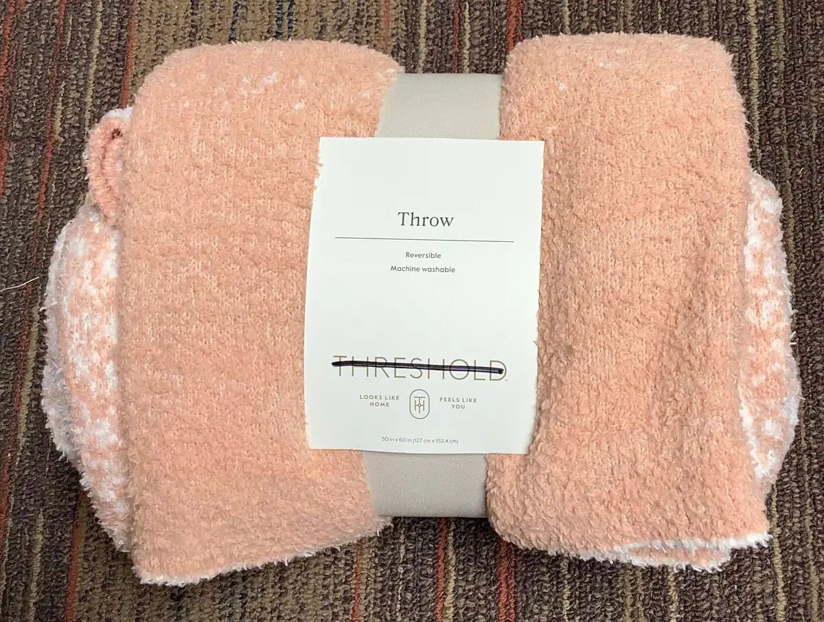 Reversible Ombre Cozy Feathery Knit Throw Blanket Clay Pink 1