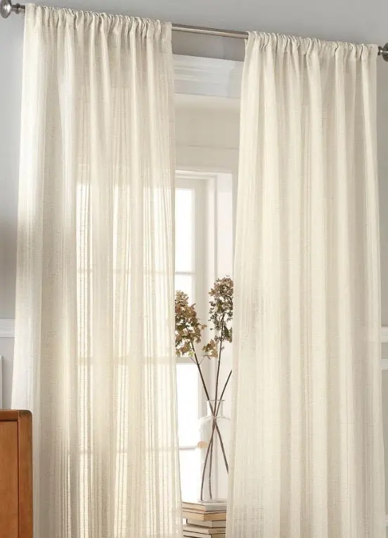 Leno Weave Sheer Curtain Panel, Ivory, 54 X 84 1