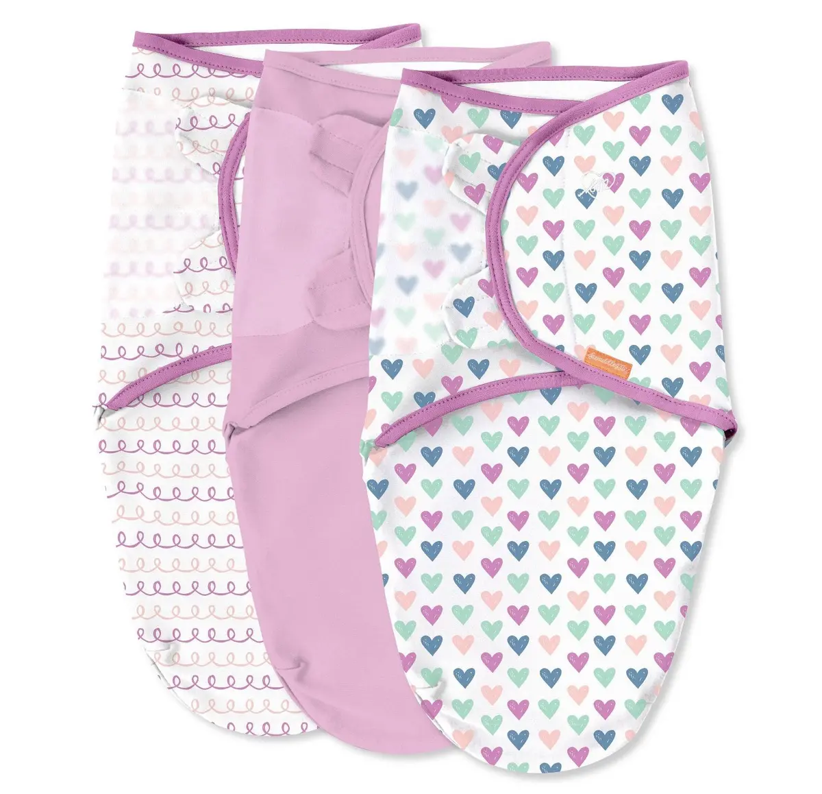 Swaddle Wraps - Hearts And Hoops - S/M - 0-3 Months - 3Pk 1