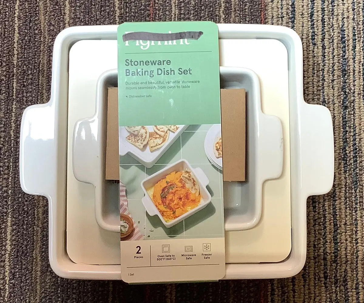 2Pc Stoneware Square Baking Dish Set Cream 1