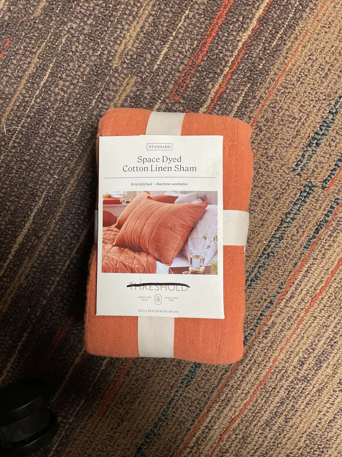Space Dyed Cognac Brown Cotton & Linen Blend Standard Size Sham 1