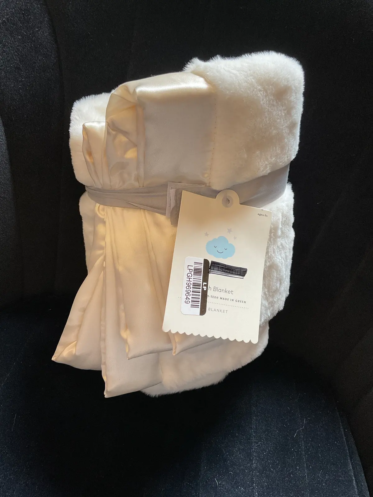 Solid Satin Edge Plush Baby Blanket - Cream 1
