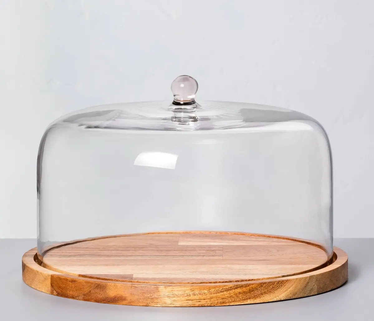 9’’ Wood And Glass Covered Dessert Storage Brown 1