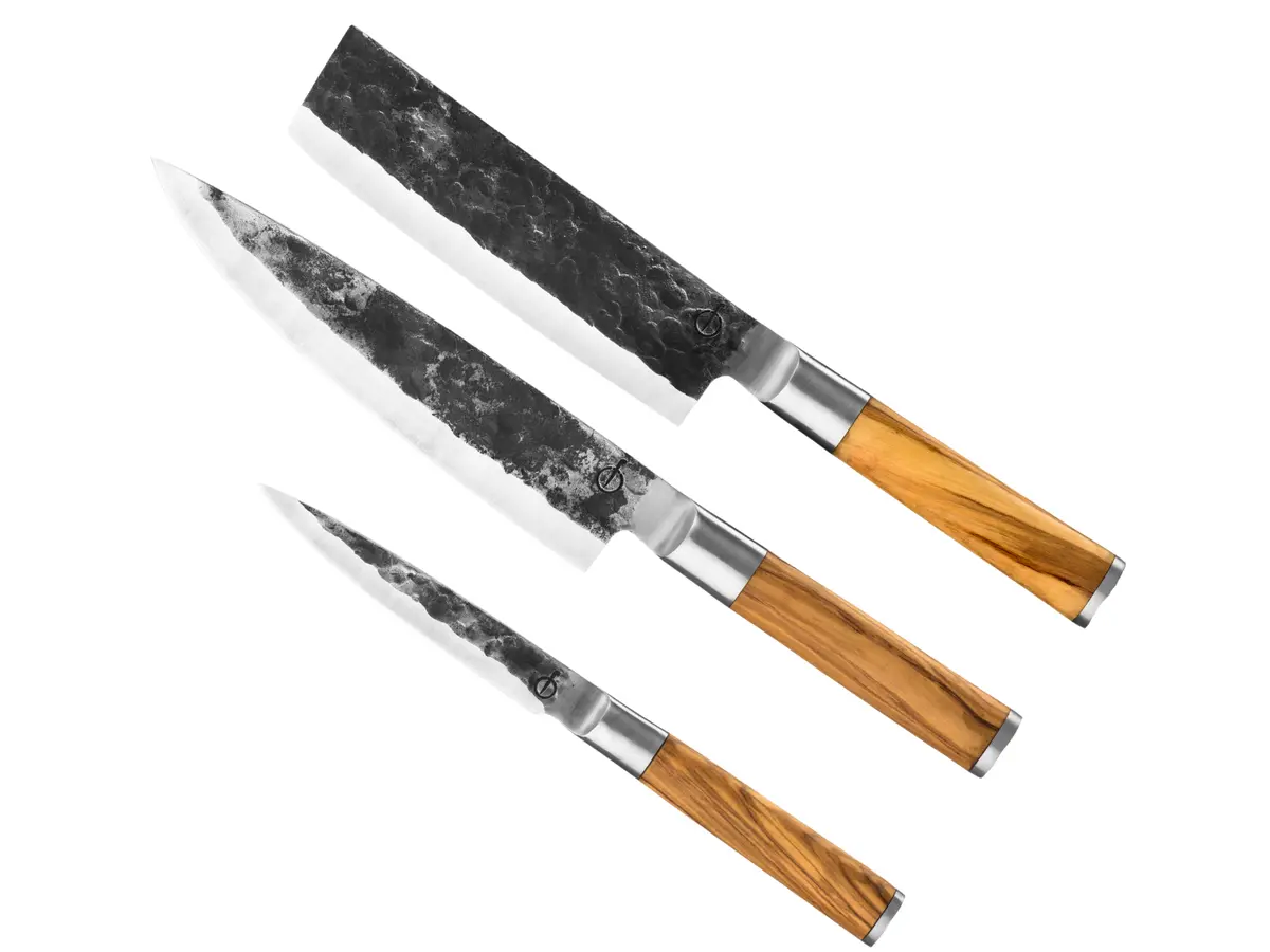 Forged Messenset Olive - 3 - Delig - Koksmes, Hakmes En Universeel Mes 1