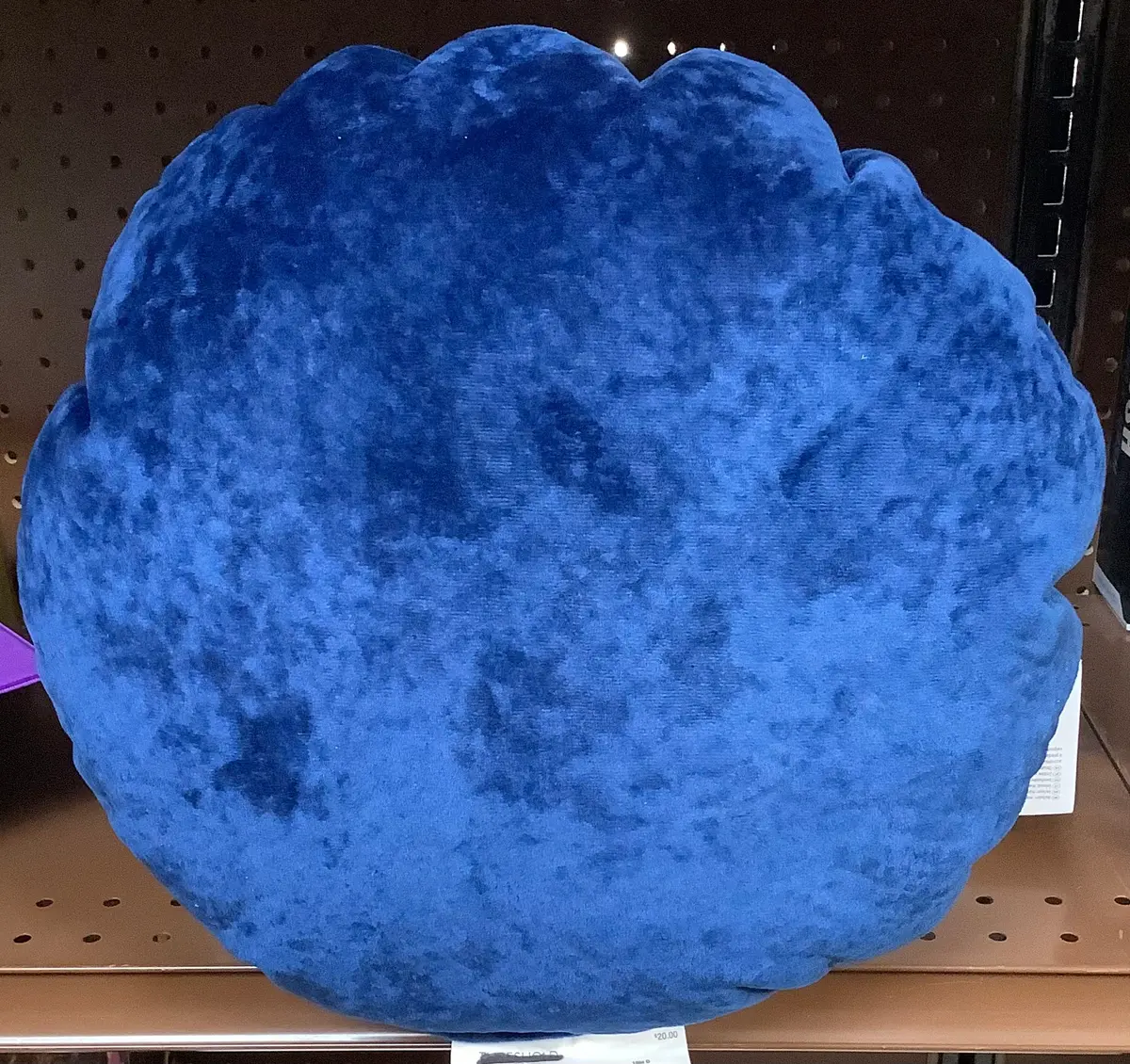 Lustrous Velvet Round Throw Pillow Navy Blue 1
