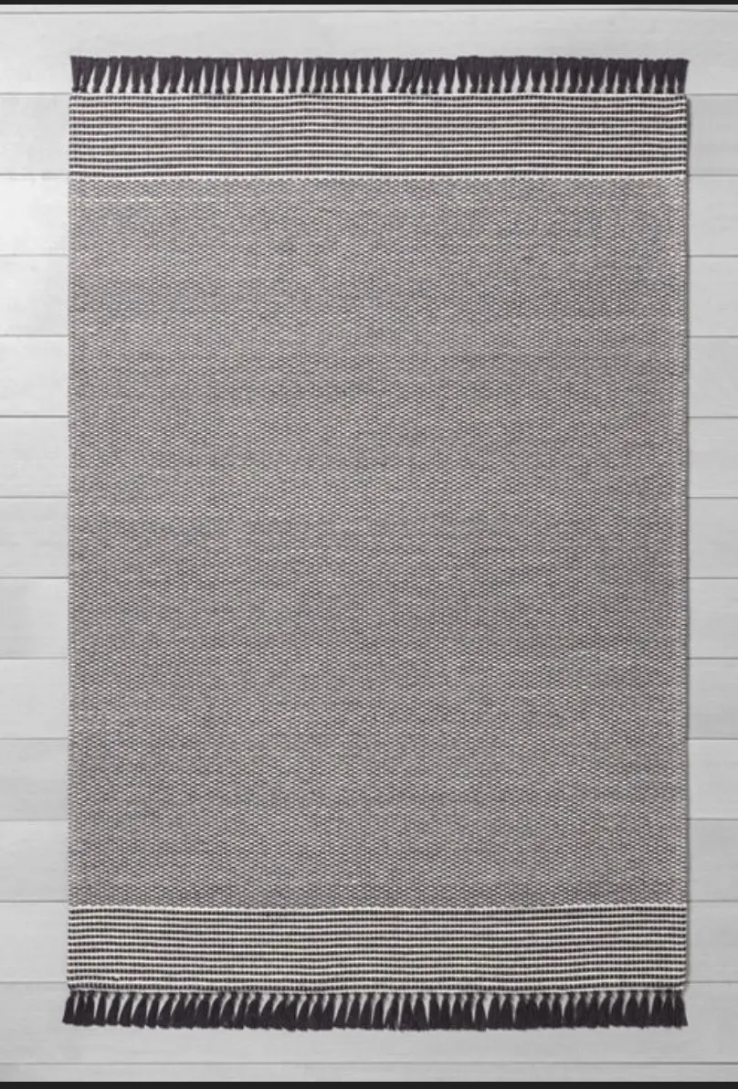 5' X 7' Textured Border Stripe Area Rug Railroad Gray 1
