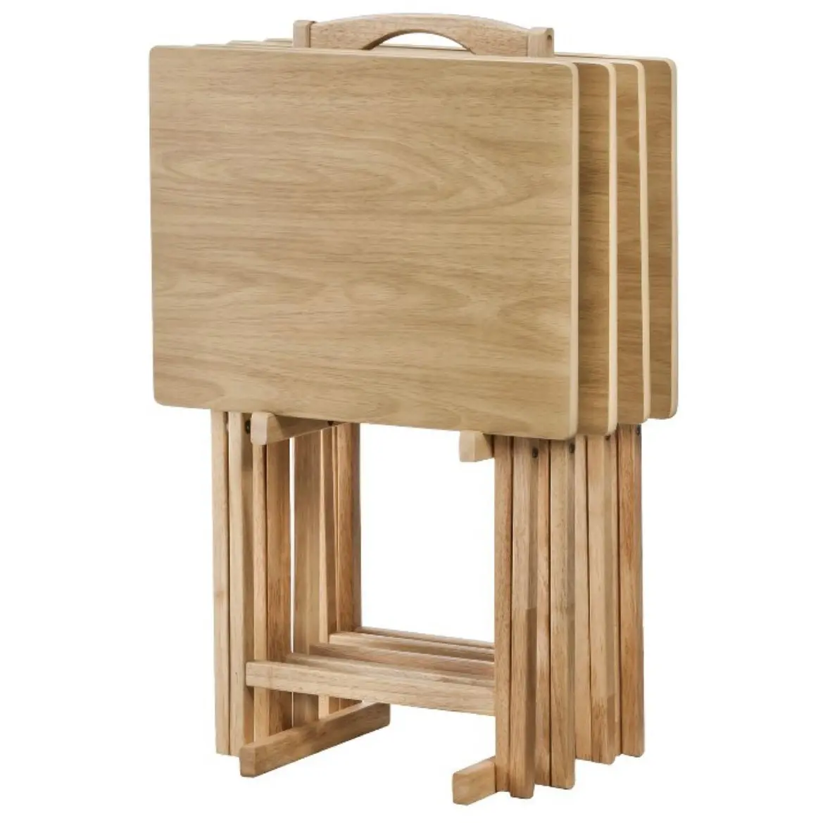 5Pc Tv Tray Set Wood Natural As Is 1