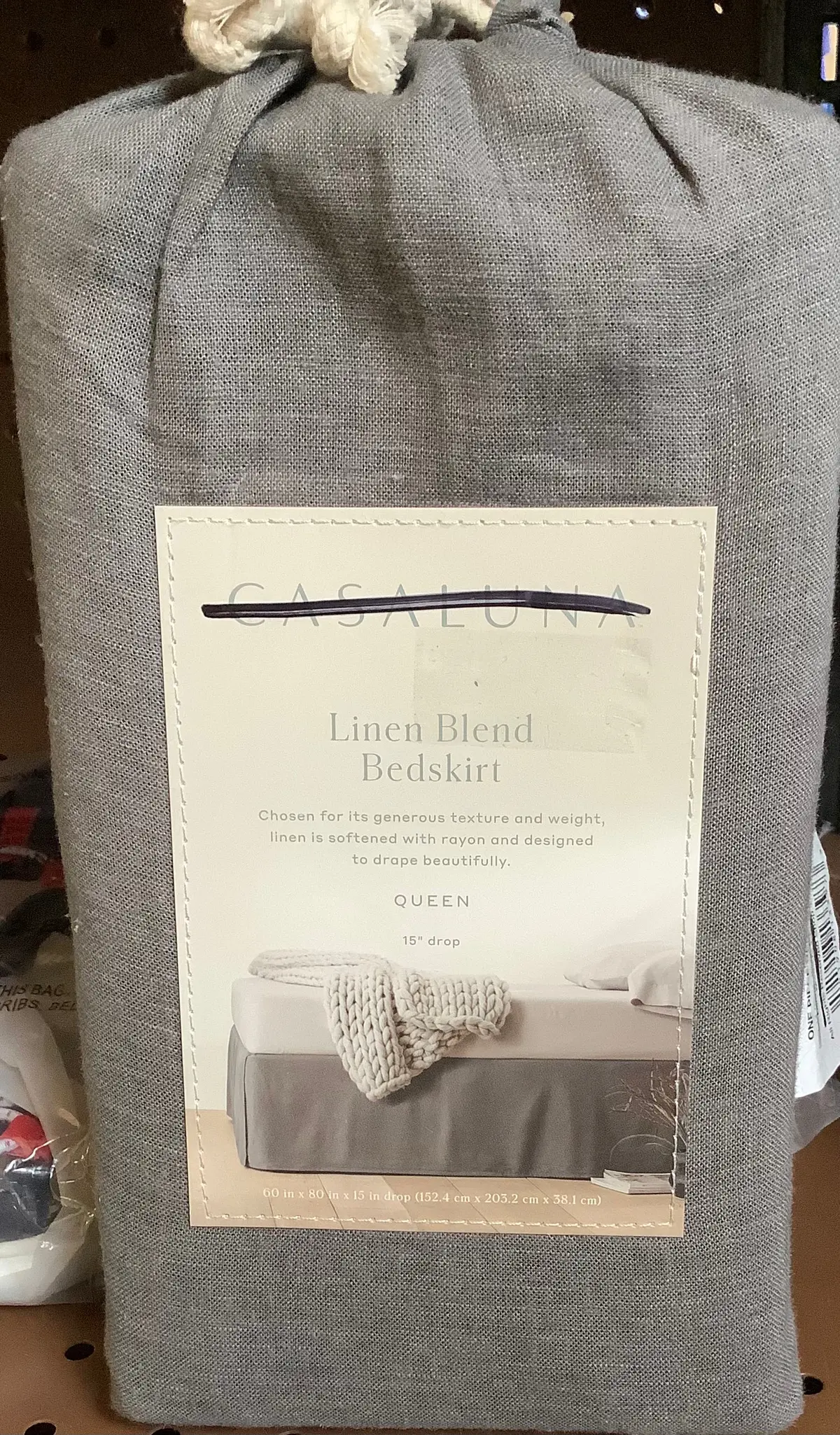Full/Queen Linen Blend Bedskirt Dark Gray 1