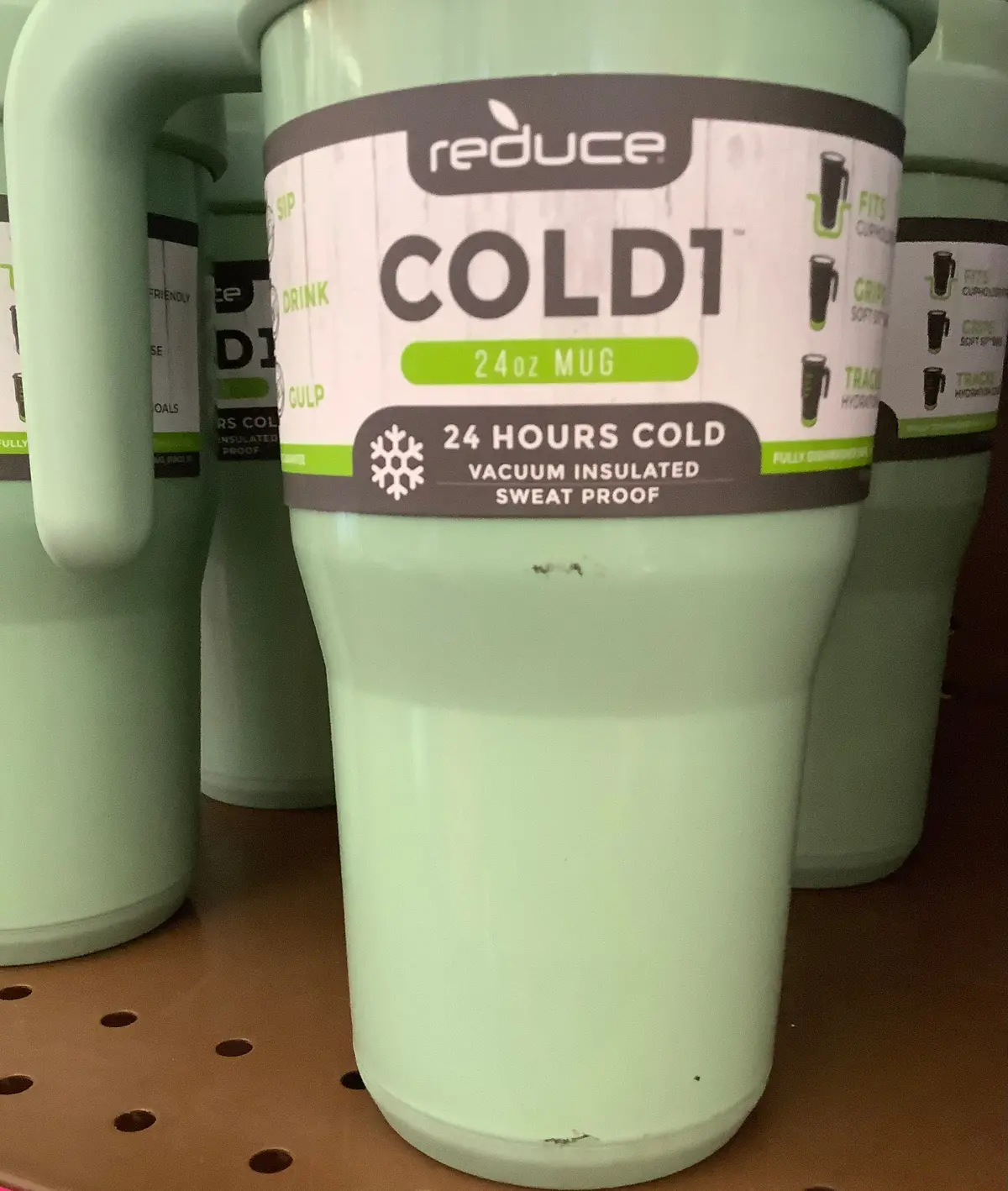 Some Scratches!!!! See Pictures!!!! Reduce Coldl Tumbler - Lid & Handle - Insulated Stainless Steel 24Oz -Green - Clearance 1