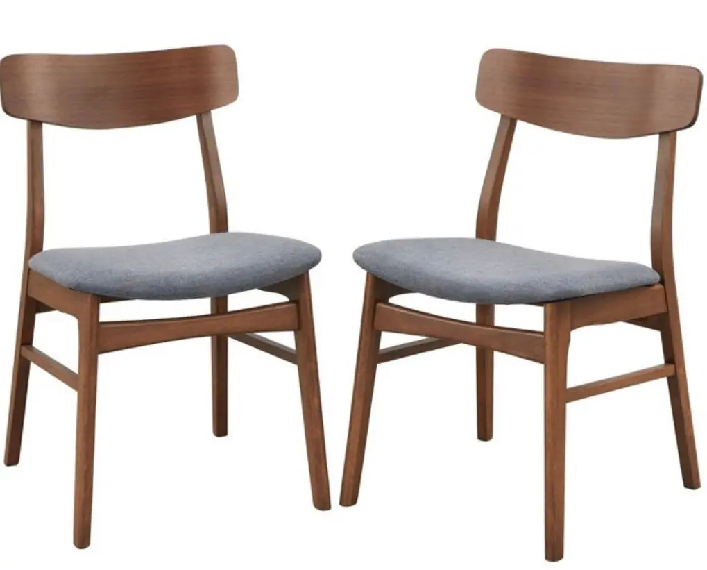 Set Of 2 Wave Dining Chairs Walnut/Blue Boxed 1