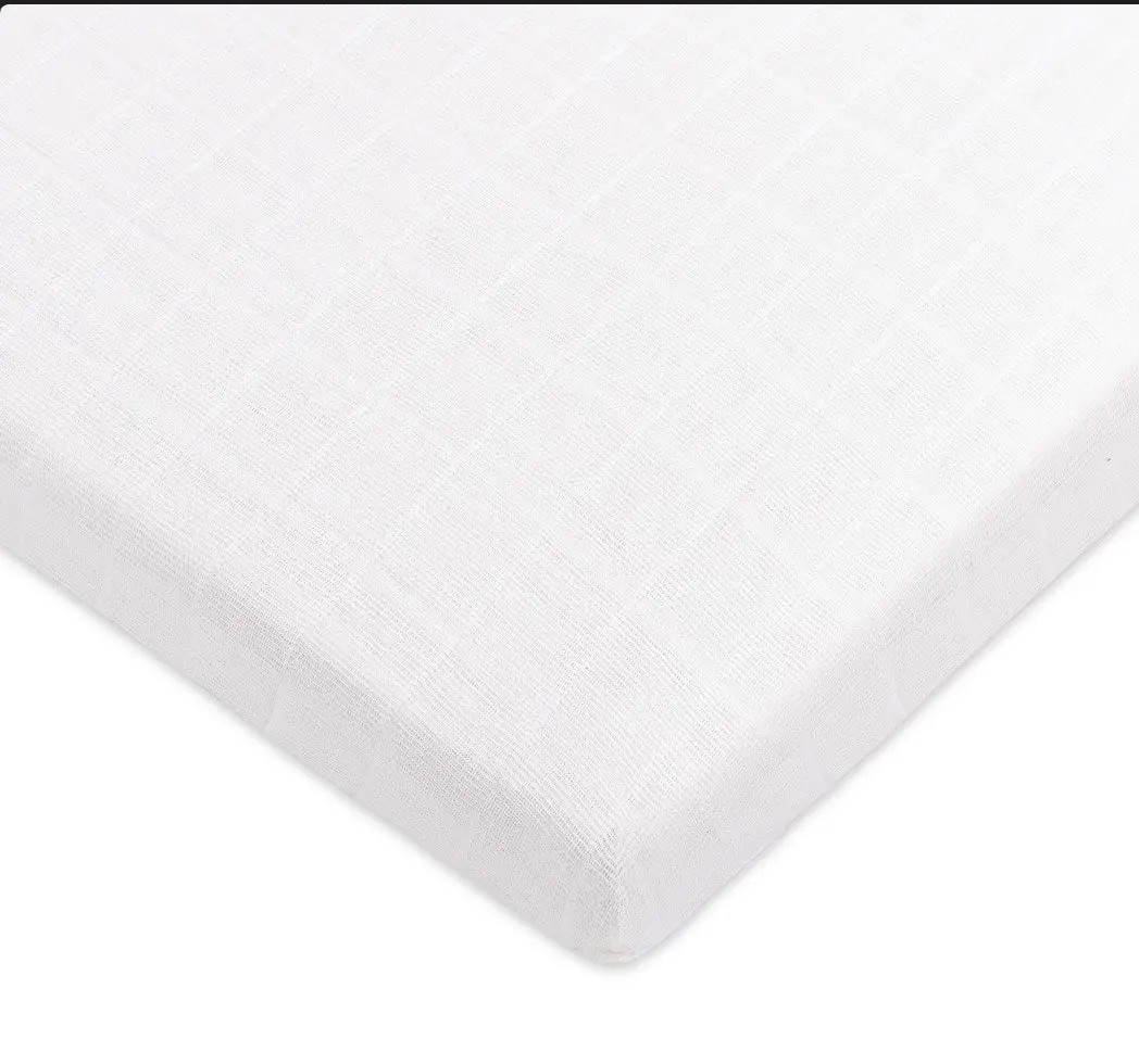 Babyletto Plain White Muslin All-Stages Midi Crib Sheet 1