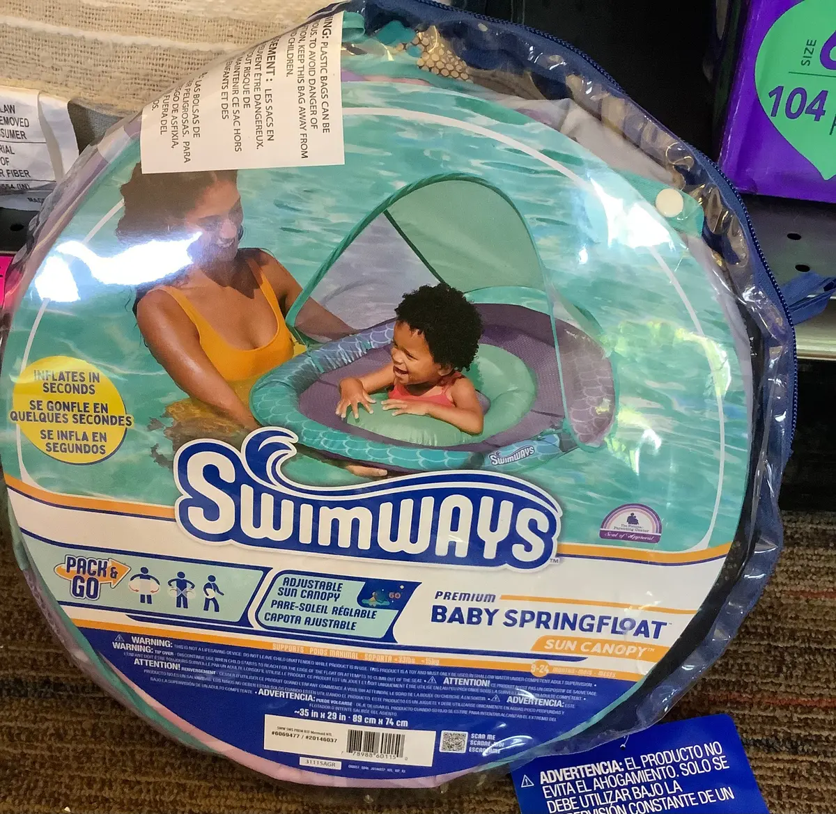 Swimways Sun Canopy Spring Float With Hyper-Flate Valve - Mermaid 1