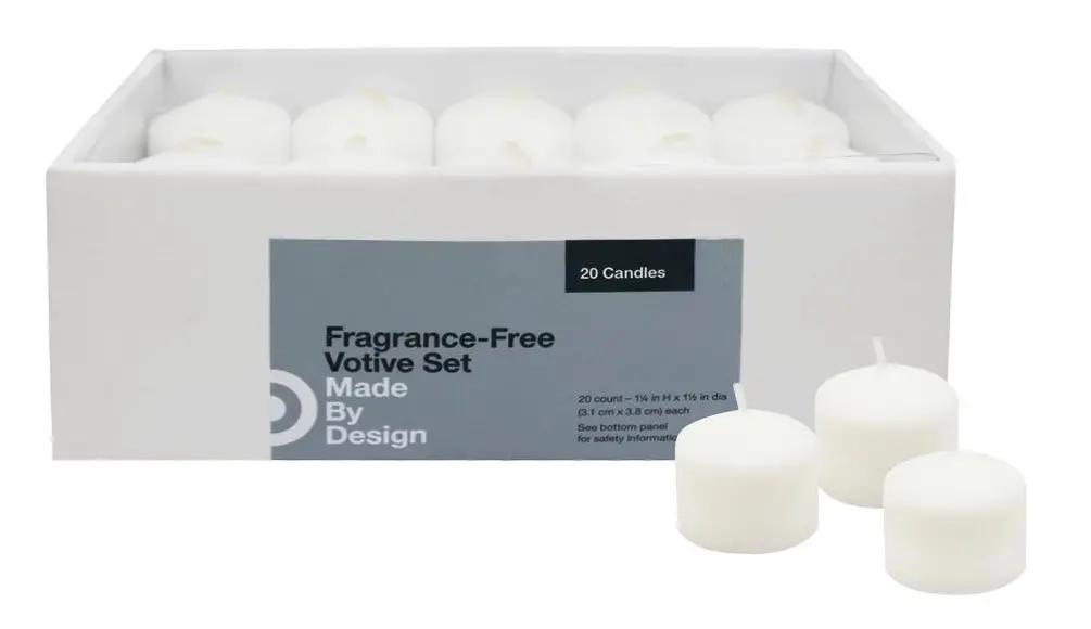1.25" 20Pk Unscented Votive Candle Set 1