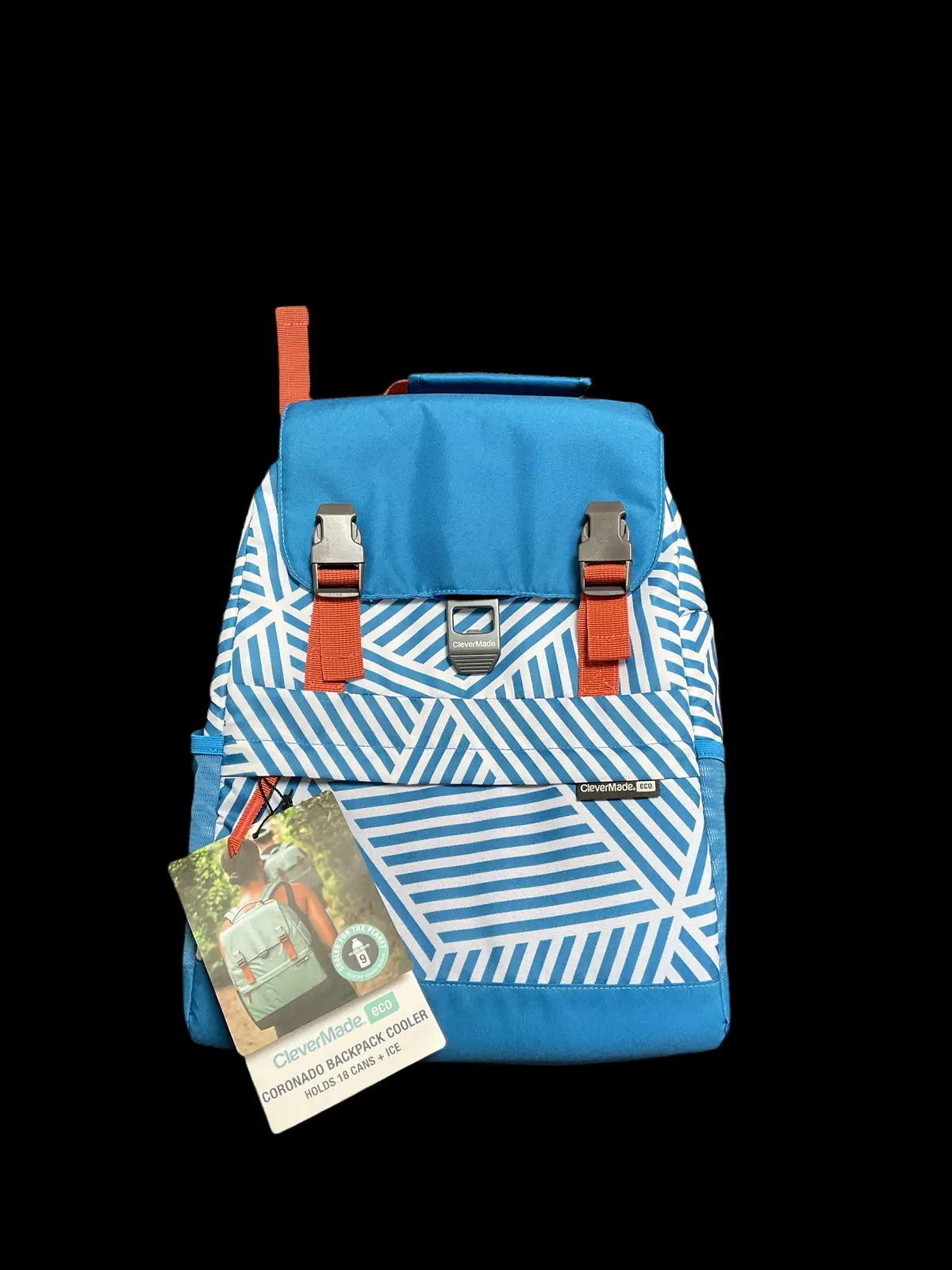 Clevermade Eco Coronado Backpack 14.75Qt Cooler- Blue Stripes 1