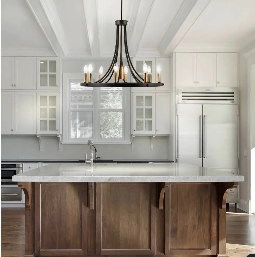 27" 9-Light Led Adjustable Iron Urbanna Transitional Modern
Chandelier Black/Gold 1