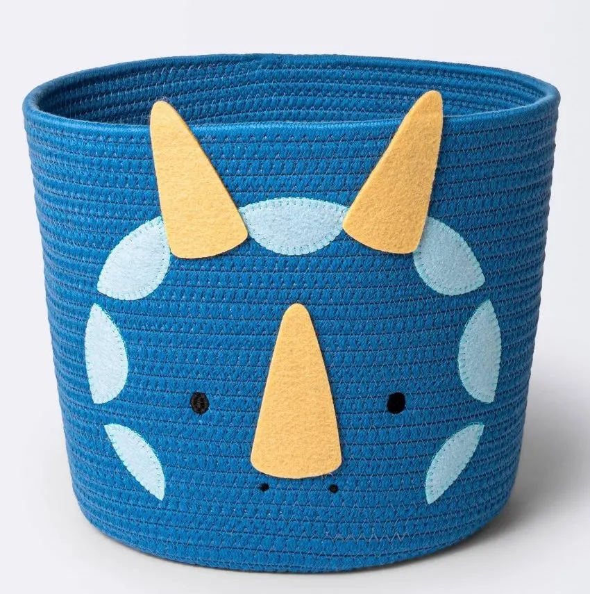 Coiled Rope Medium Round Storage Decorative Basket - Dinosaur 1