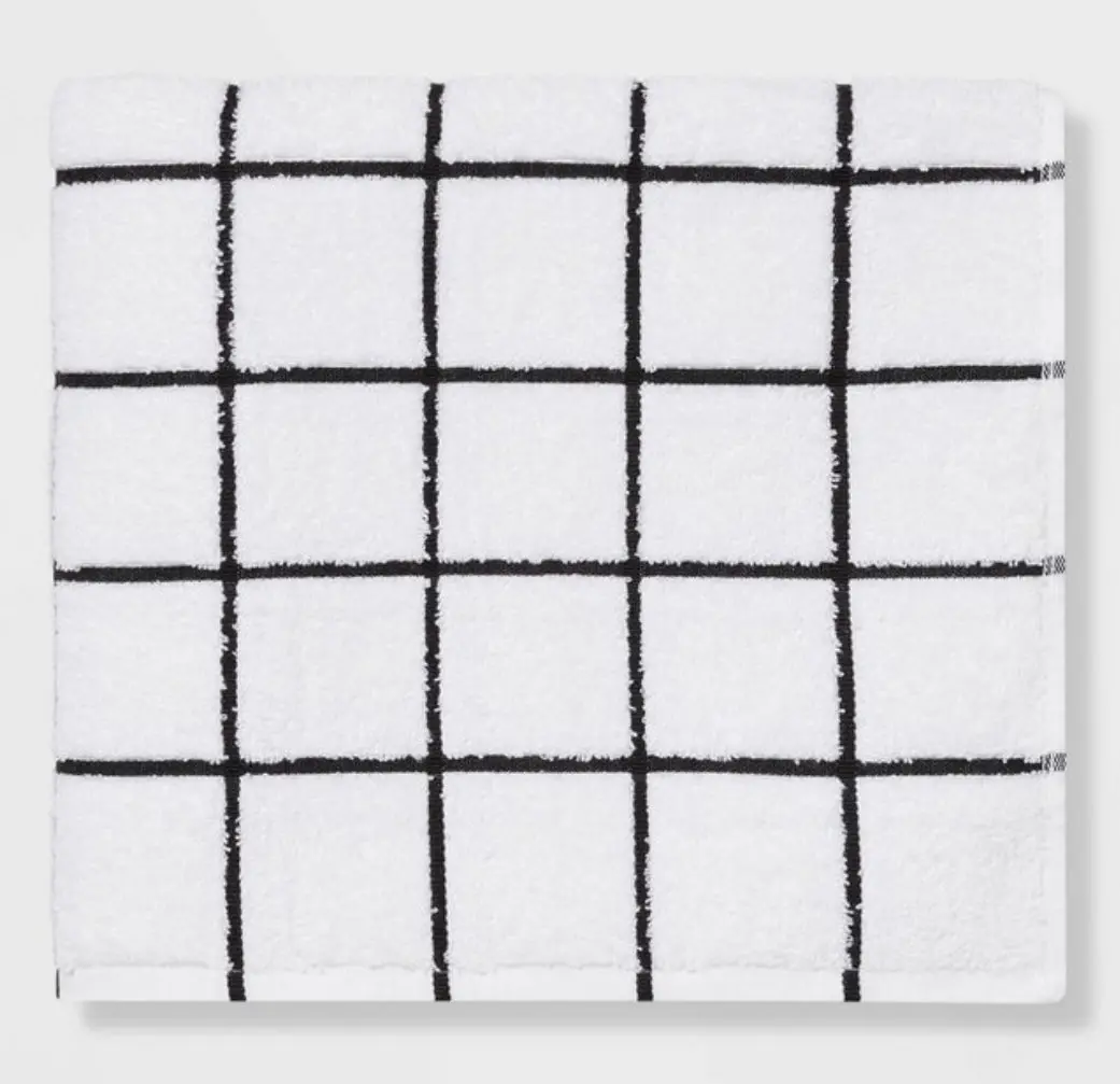 Everyday Grid Bath Towel Black/White 1