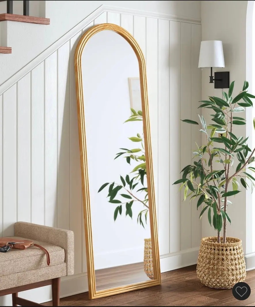 22" X 65" Fluted Arch Floor Mirror Light Natural 1