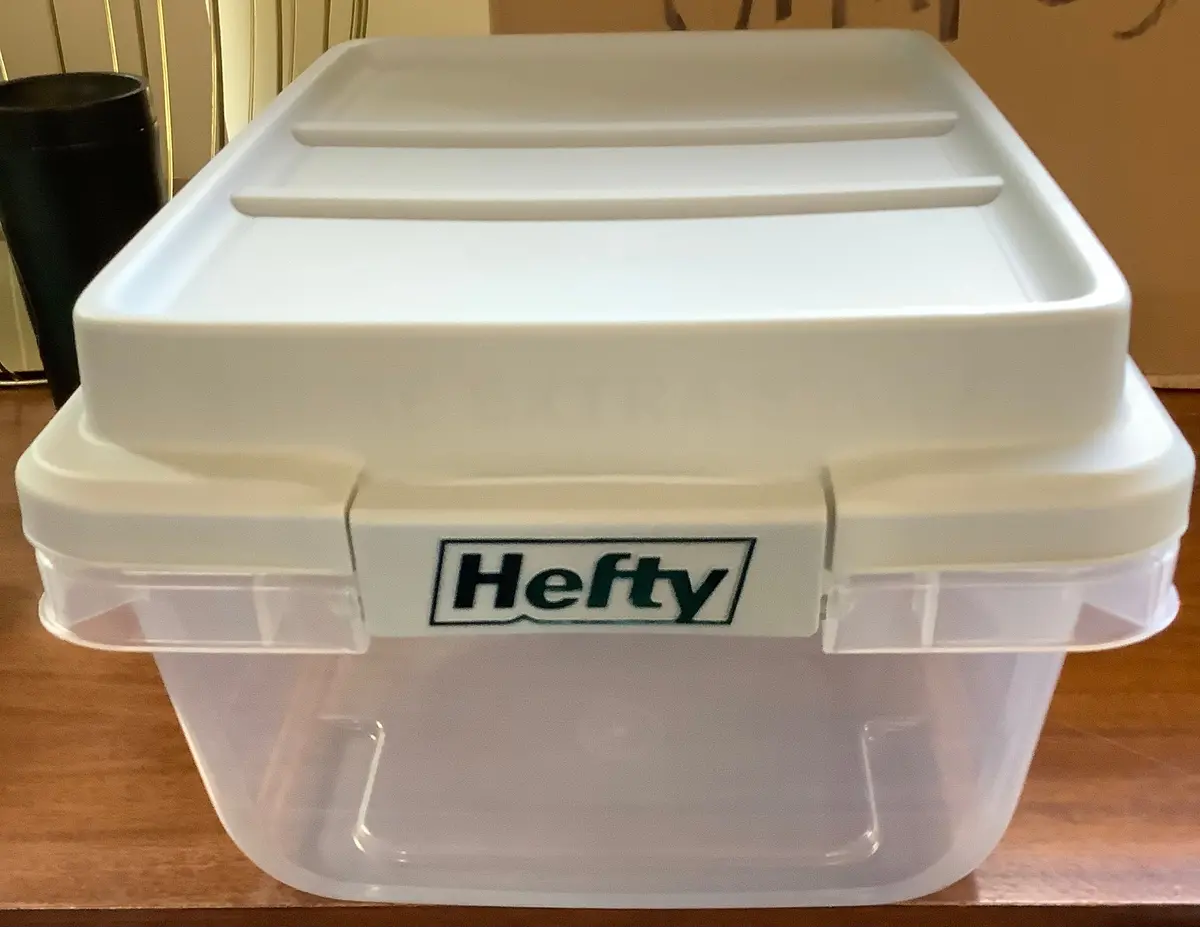 Hefty 18Qt Plastic Storage Bin With Gray Hi-Rise
Stackable Lid 1