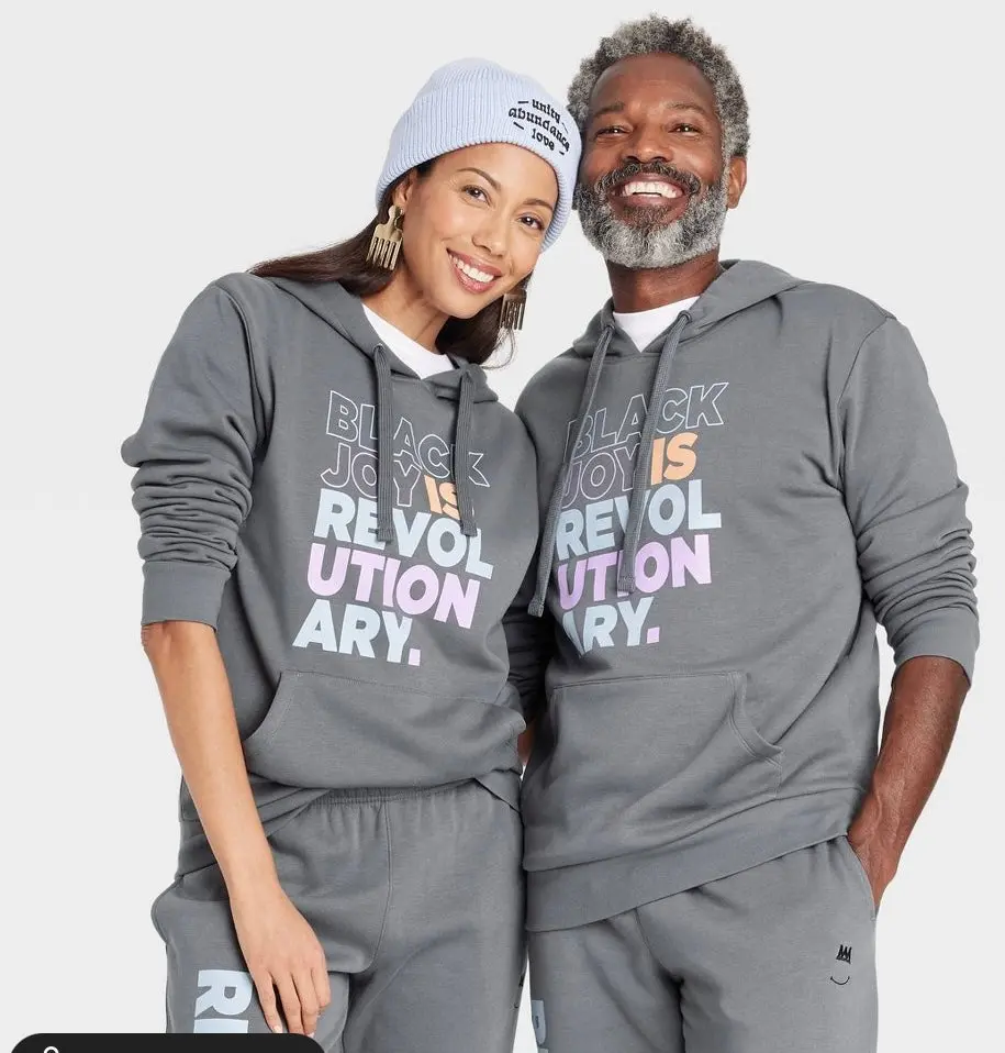 Black History Month Adult Black Men Smile 'Black Joy' Hoodie - Gray 1