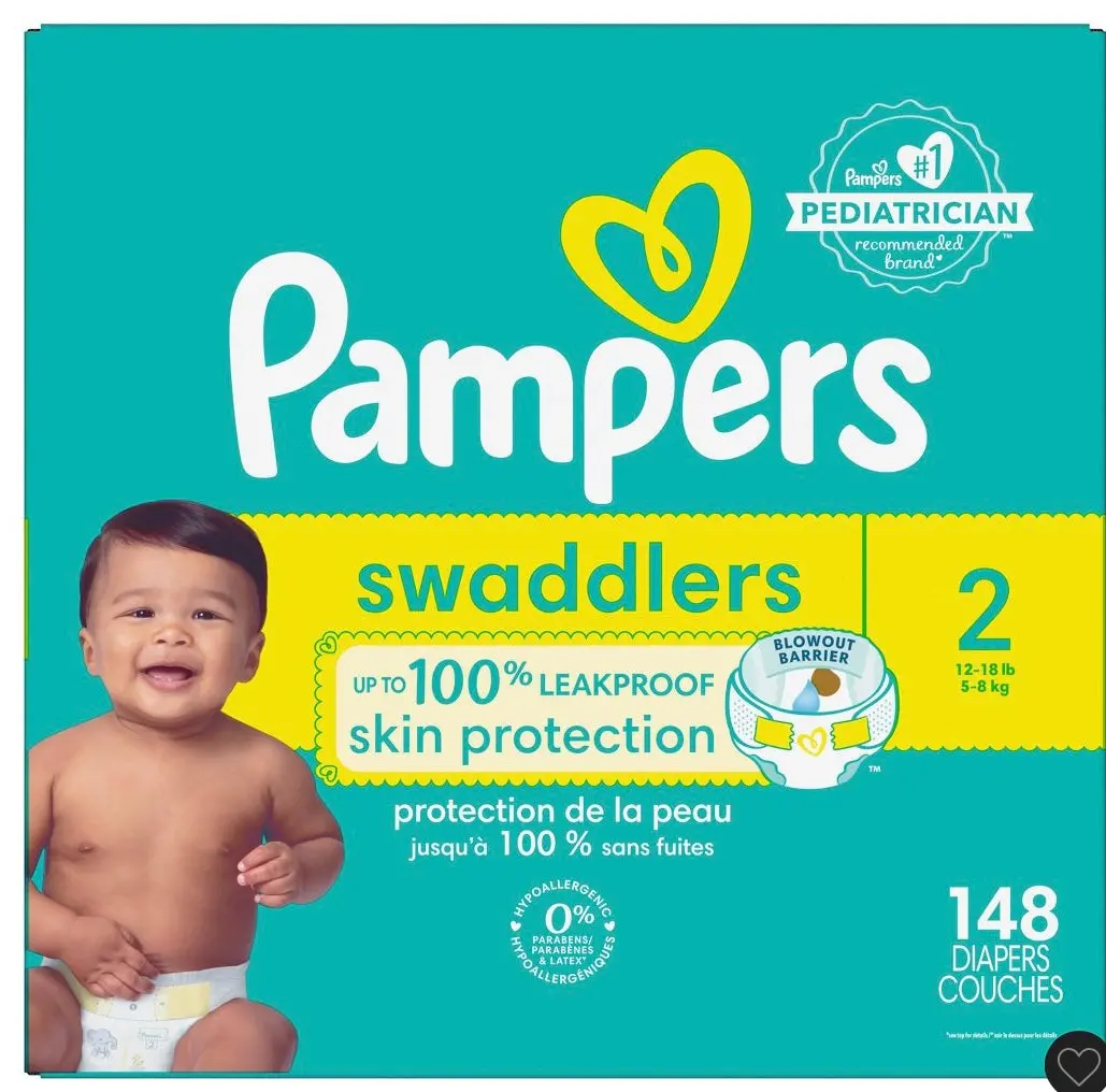 Pampers Swaddlers Active Baby Diapers Enormous Pack - Size 2 - 148Ct 1