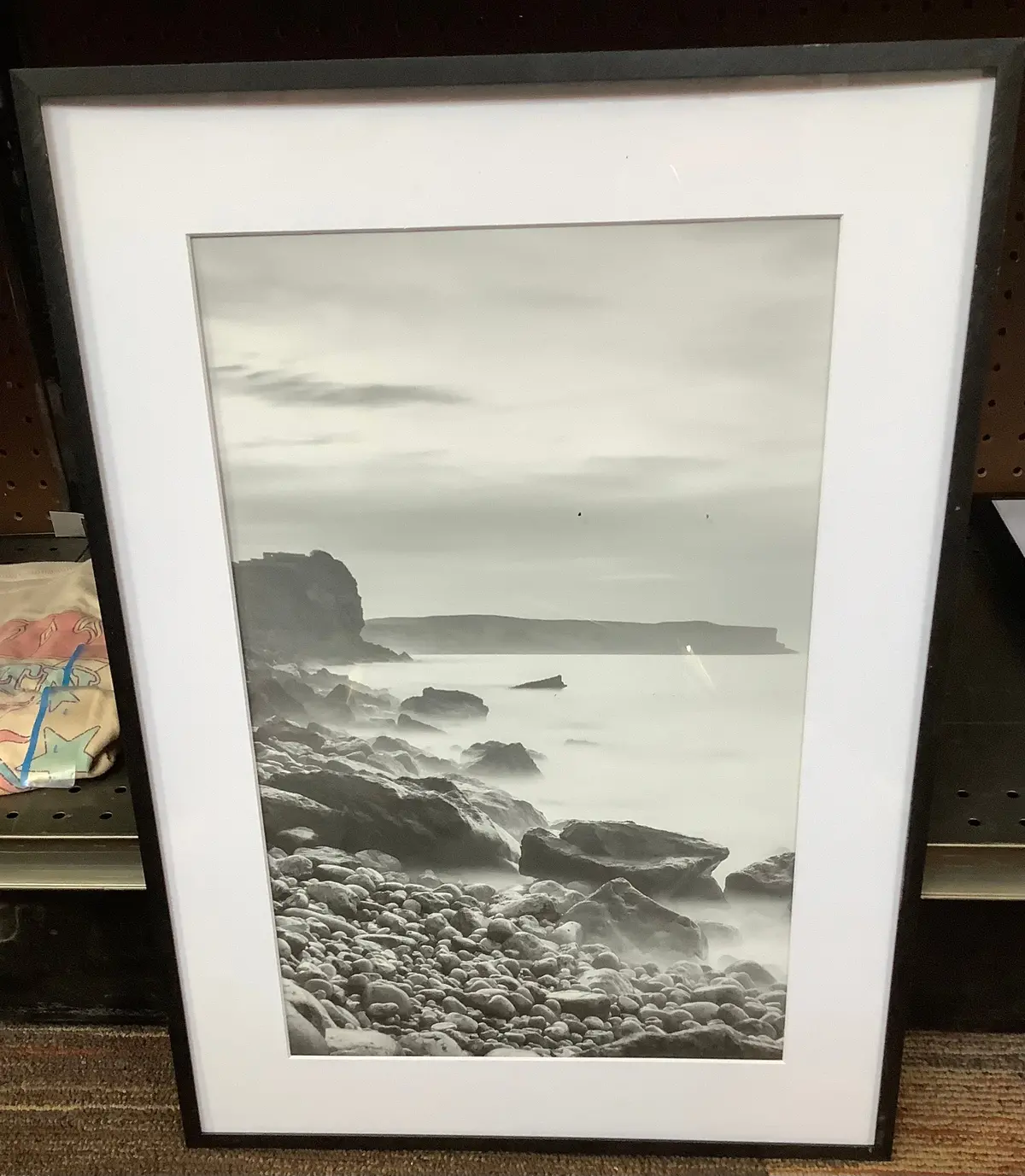 Black And White Coastal Cliffs Print, Aerial Ocean Wall Art, 1