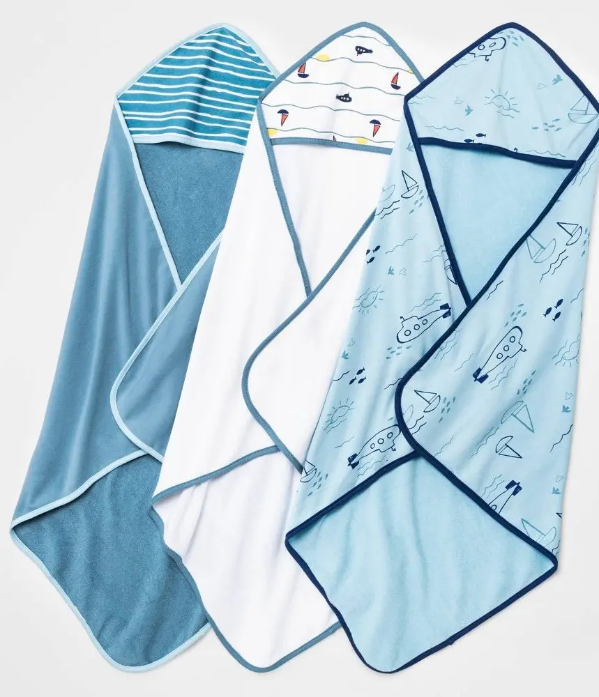 Baby 3Pk Boys' Seaside Hooded Towel 1