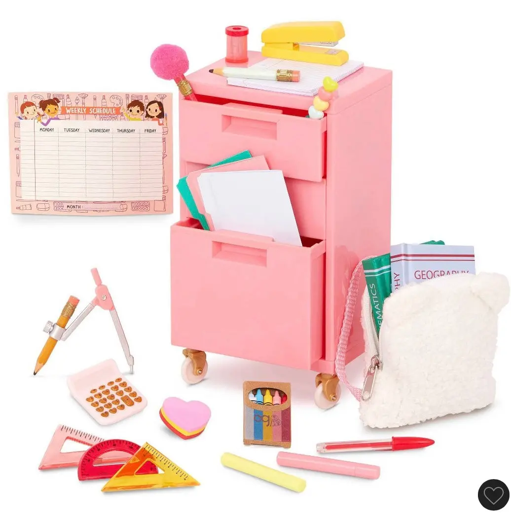 Our Generation Ready, Set, Learn! School Supplies & Rolling Cabinet Accessory Set For 18" Dolls 1